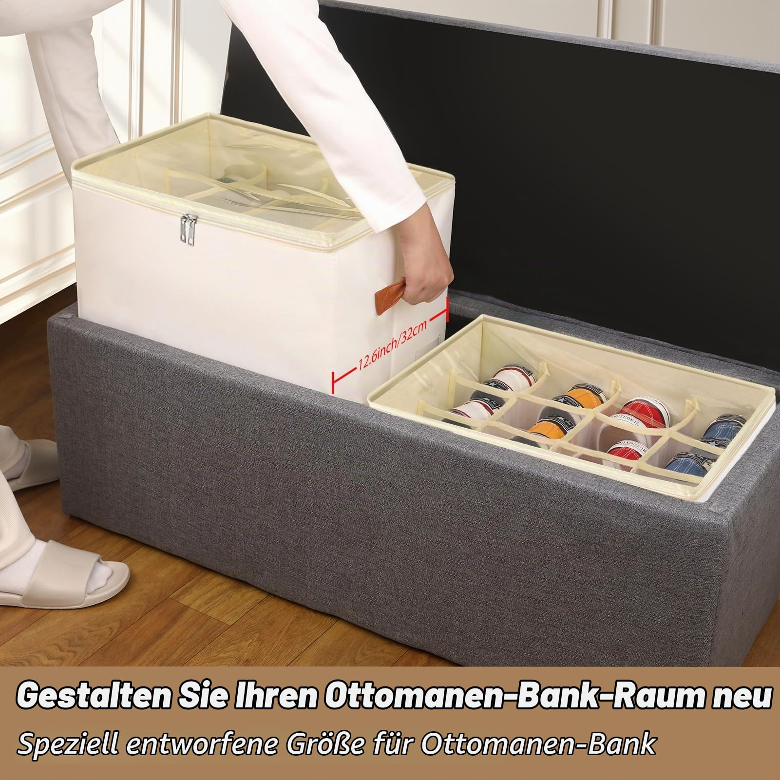 Patinao 3 Stück Flexible Fächer Schuhorganizer Platzsparend Schuhbox | Separate Einzelfächer, Stapelbar, Faltbare Stoff Aufbewahrungsboxen für shoe, schuh organizer für schrank, schuhaufbewahrung