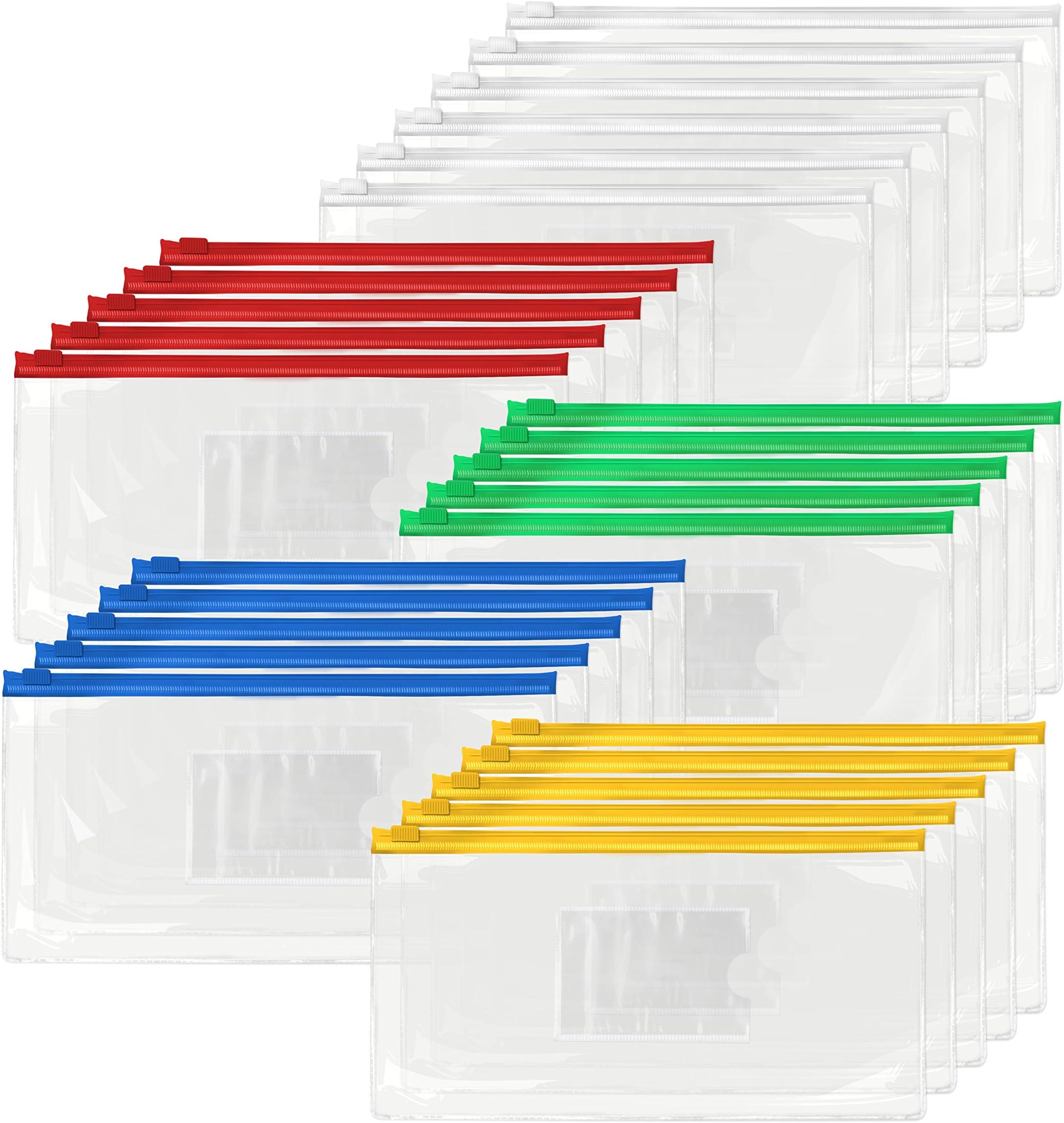 JPSOR 16pcs Poly Zip Envelope File Bag Bill Bag Pencil