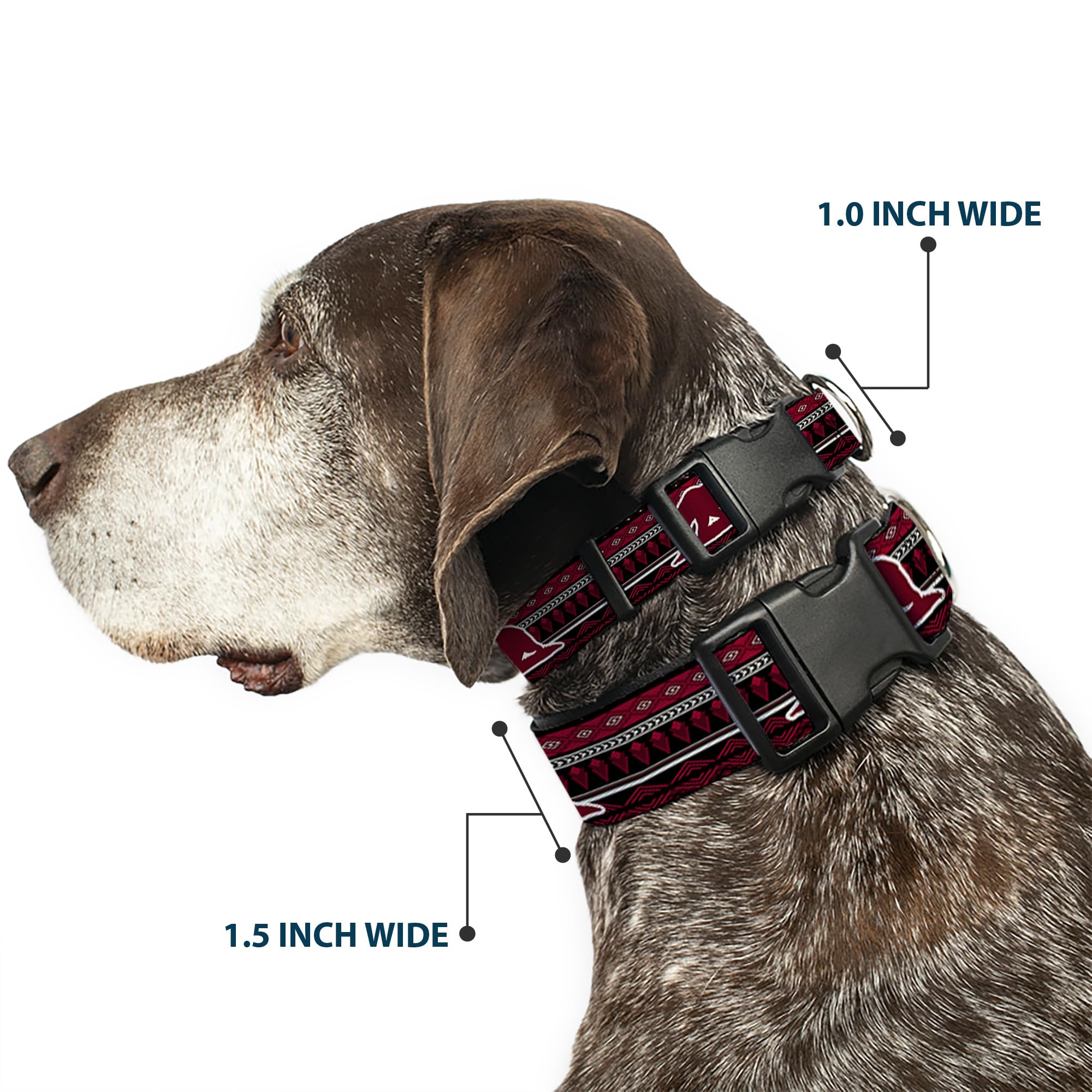 Buckle-Down Plastic Clip Collar - Cali Bear/Aztec4 Black/Dark Reds/Cream - 1/2