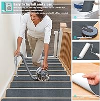 Vista 6 de Alfombra antideslizante para escalones de madera, para interiores, alfombra antideslizante para caminos de escaleras, kit de alfombras para ancianos