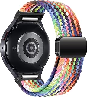 One Click Sport Loop Band Compatible with Samsung Galaxy Watch 7 6 5 4 FE 5 Pro Band 40mm 44mm 45mm；Braided Nylon Strap for Galaxy Watch 6 4 Classic 47mm 43mm 42mm 46mm for Men Women