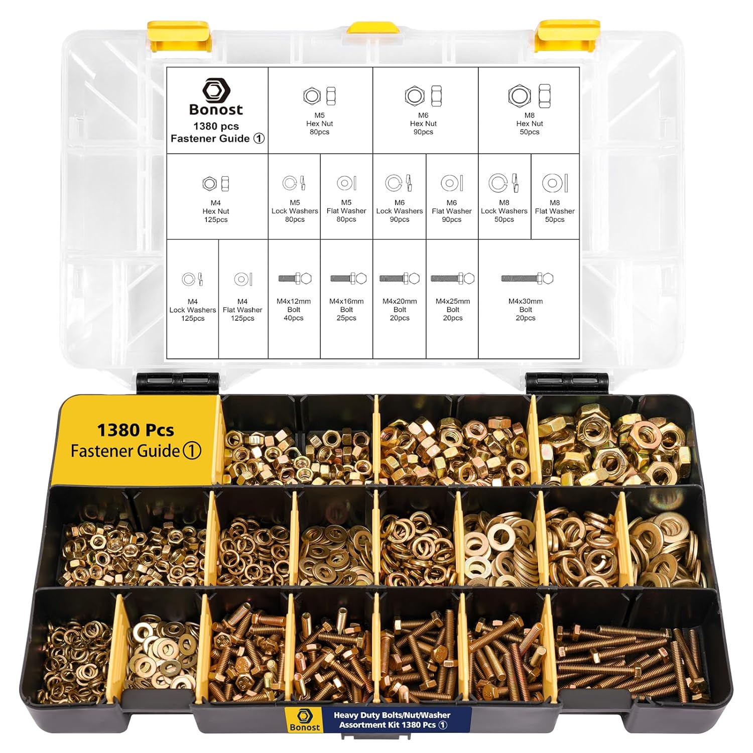 Bonost 3010pcs Hardware Assortment Kit with Assorted SAE & Metric Phillips Head Bolts, and Grade 8.8 Metric Hex Bolt Set with Matching Nuts and Lock Washers (4 Trays)
