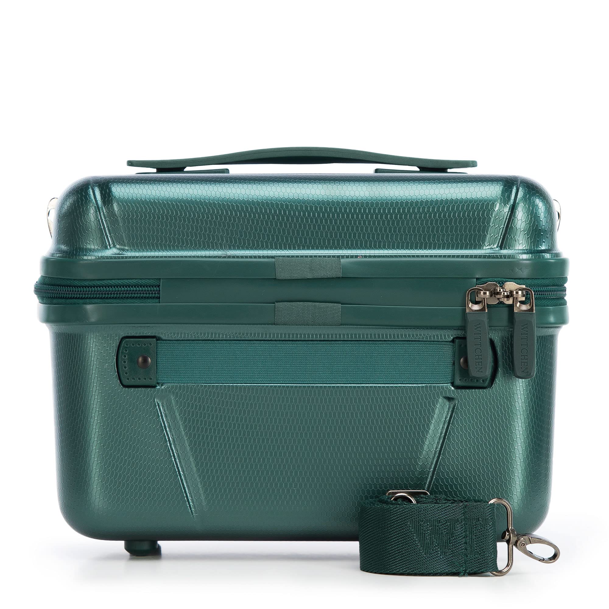 WITTCHEN Maleta de Viaje, Equipaje de Mano, Equipaje de Cabina, Maleta rígida de policarbonato, con 4 Ruedas gemelas, Cerradura de combinación, Mango telescópico Explorer Line, Verde, Kosmetikkoffer,