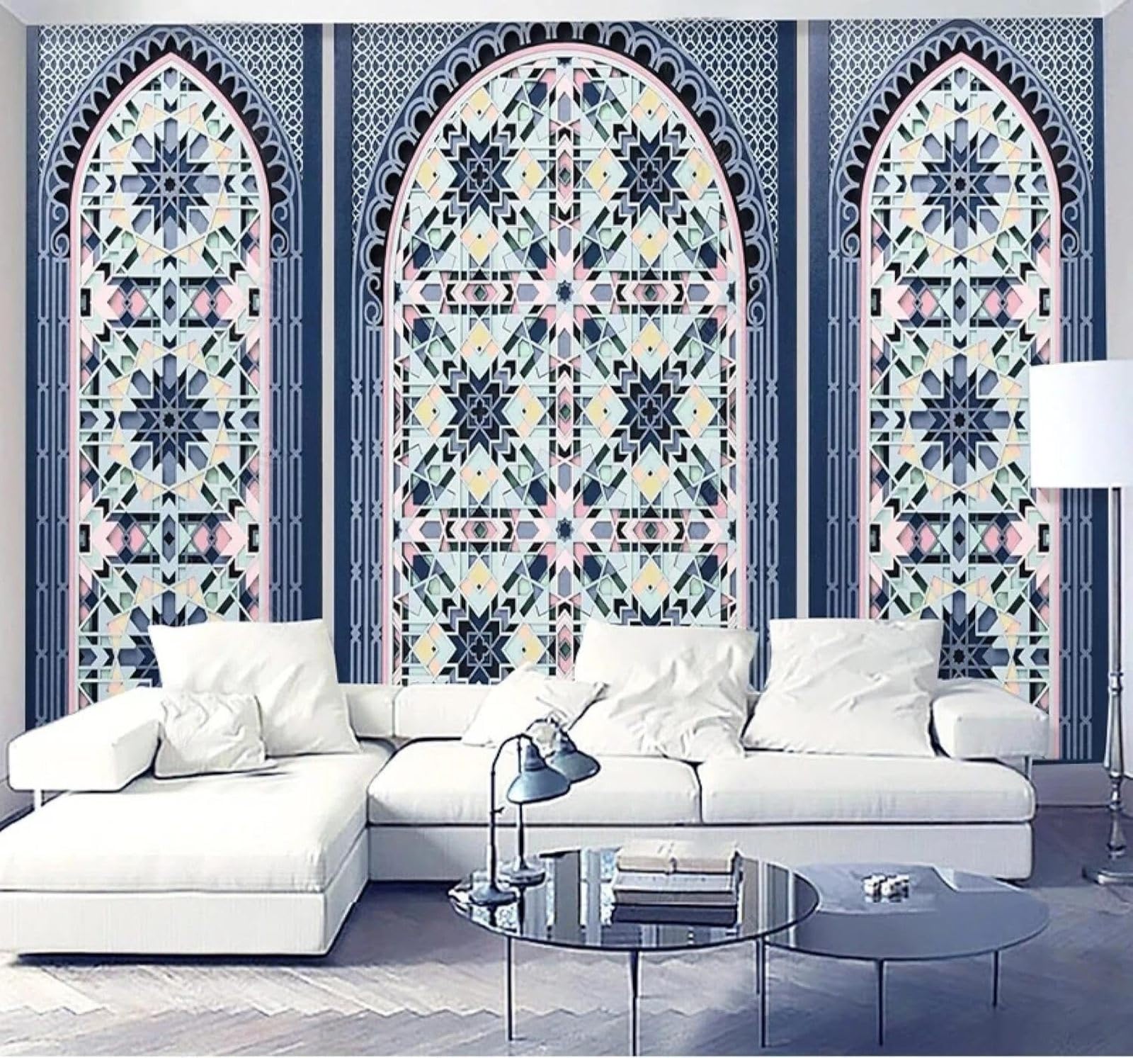 XLMING Creative Three Dimensional Blue Patterns Art 3D Wallpaper Silky Texture Home Study Office Grey Dining Room Sofa Bedroom Living Room TV Backdrop-400cm×280cm