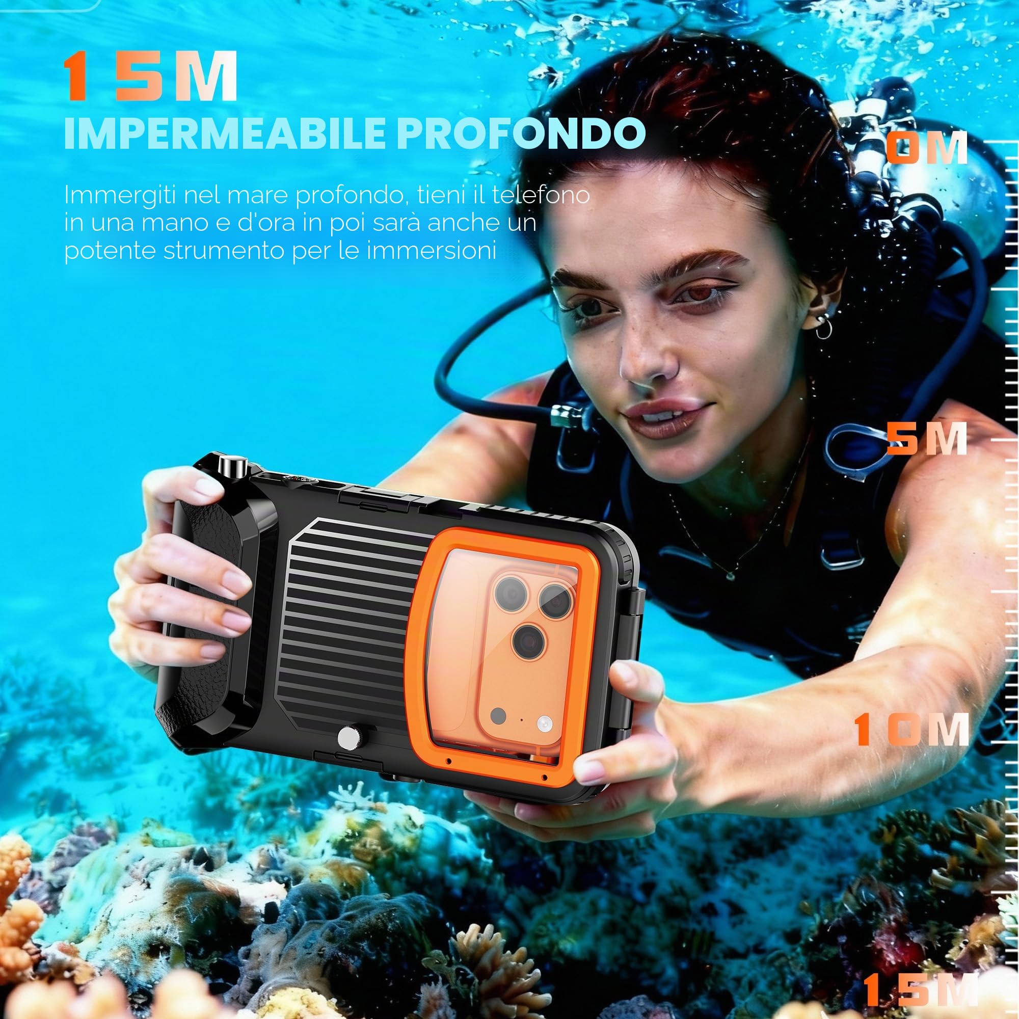 Custodia Impermeabile Smartphone Compatibile con Samsung Galaxy S26/S25/S24, Taglia Universale [5,4"-6,9"], Per Samsung/Redmi/Huawei Telefoni Cellulari, IP68, Per le Immersioni, 15 m/50 piedi