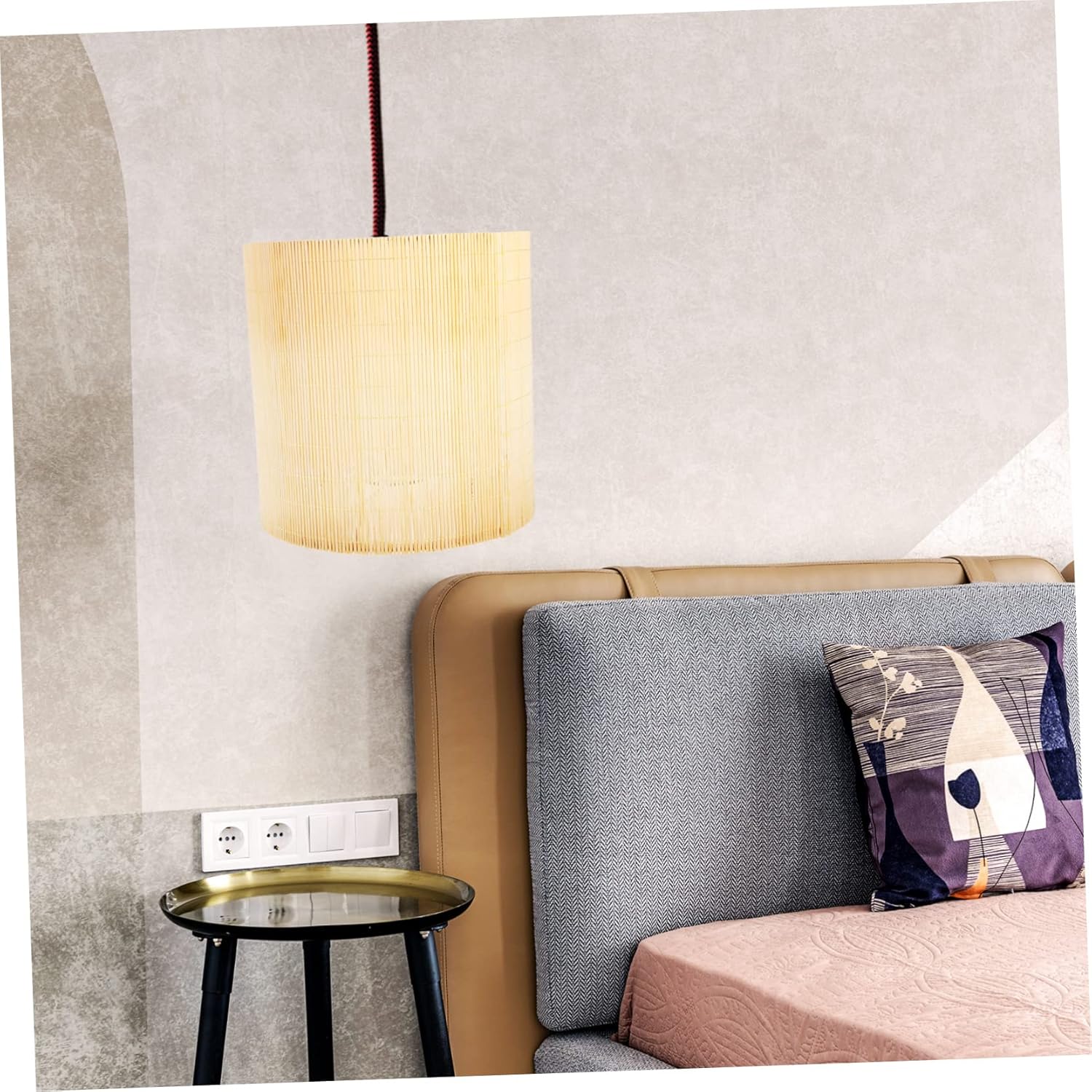 Rattan Pendant Lampshade Woven Lamp Cover Boho Style Chandelier Lamp Shades for Living Room