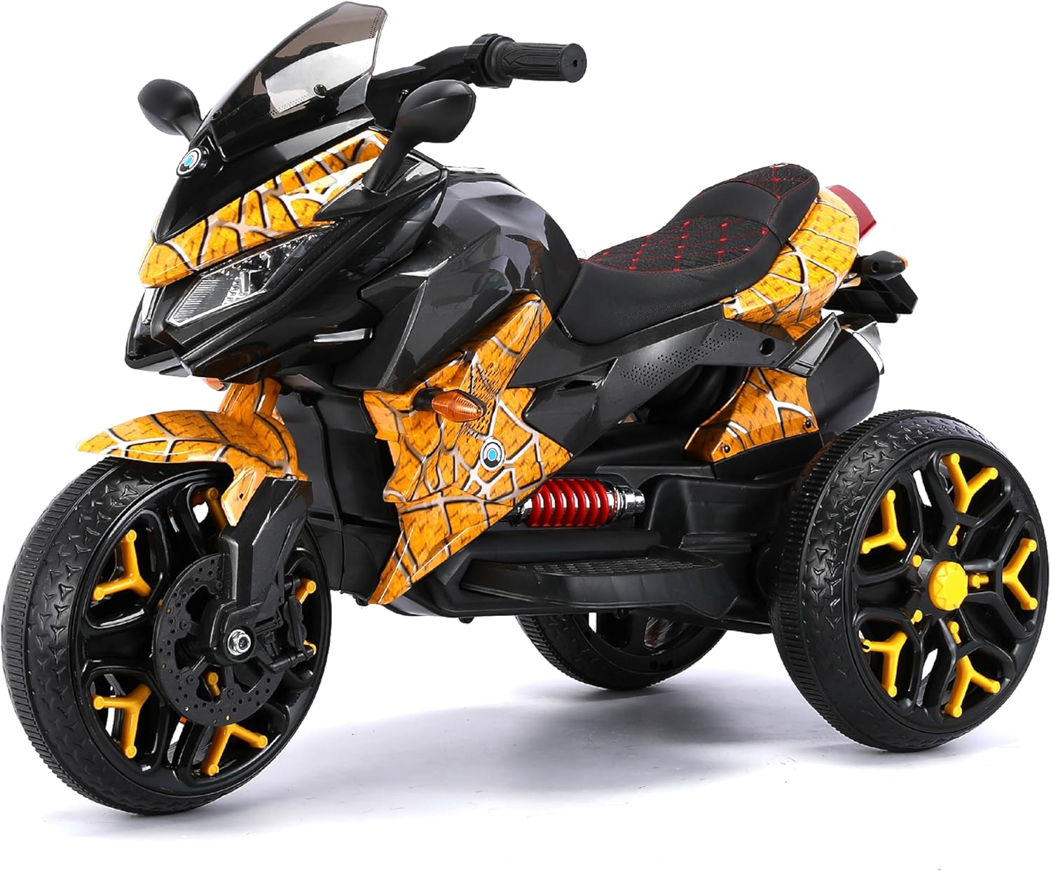 Kids Electric Ride-On Motorcycle, 3-Wheel Toy with LED Lights and Training Wheels, 12V Rechargeable Battery, 66LB Capacity, Ages 3-5
