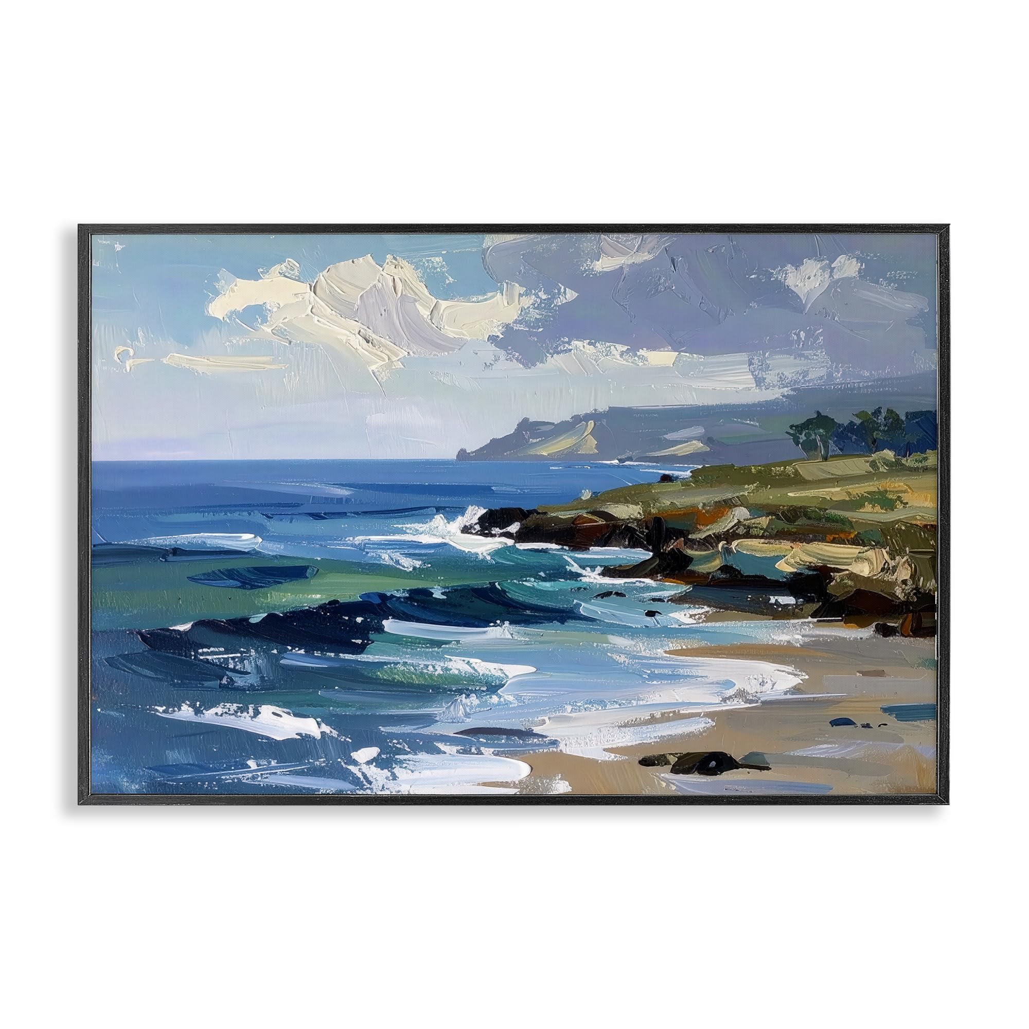 Stupell Industries 'Sky To Sea Impression', Framed Giclee Art, Black, 30 x 20 Inches, Easy to Hang and Sturdy, Made in USA, by Alonza Saunders