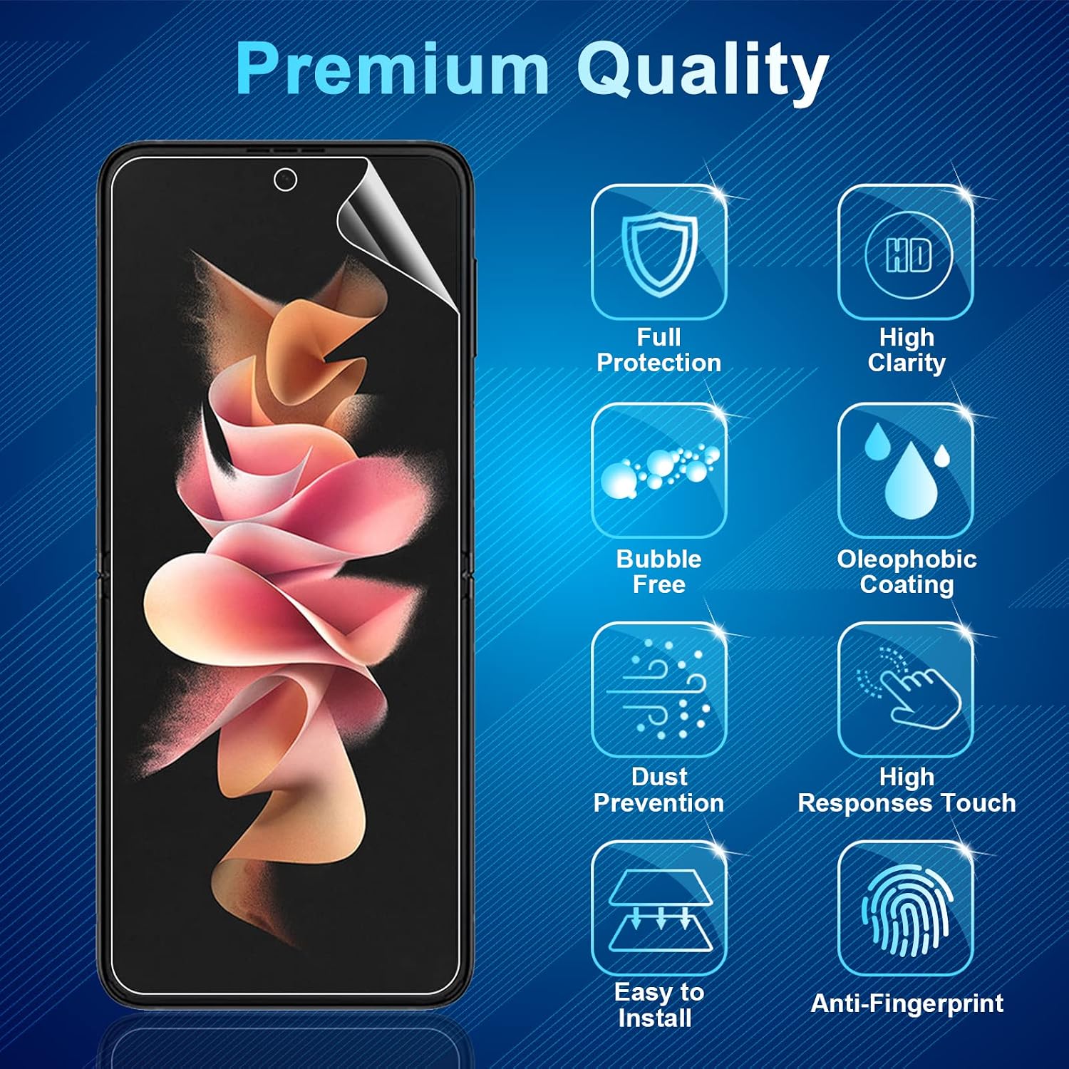 [1Set 5PCS] Galaxy Z Flip 3 Screen Protector, Inside TPU Film + Full Covered Outer + Back Cover Screen Protector, High Clarity, Anti-Shatter, Bubble Free for Samsung Galaxy Z Flip 3 5G Screen Protector