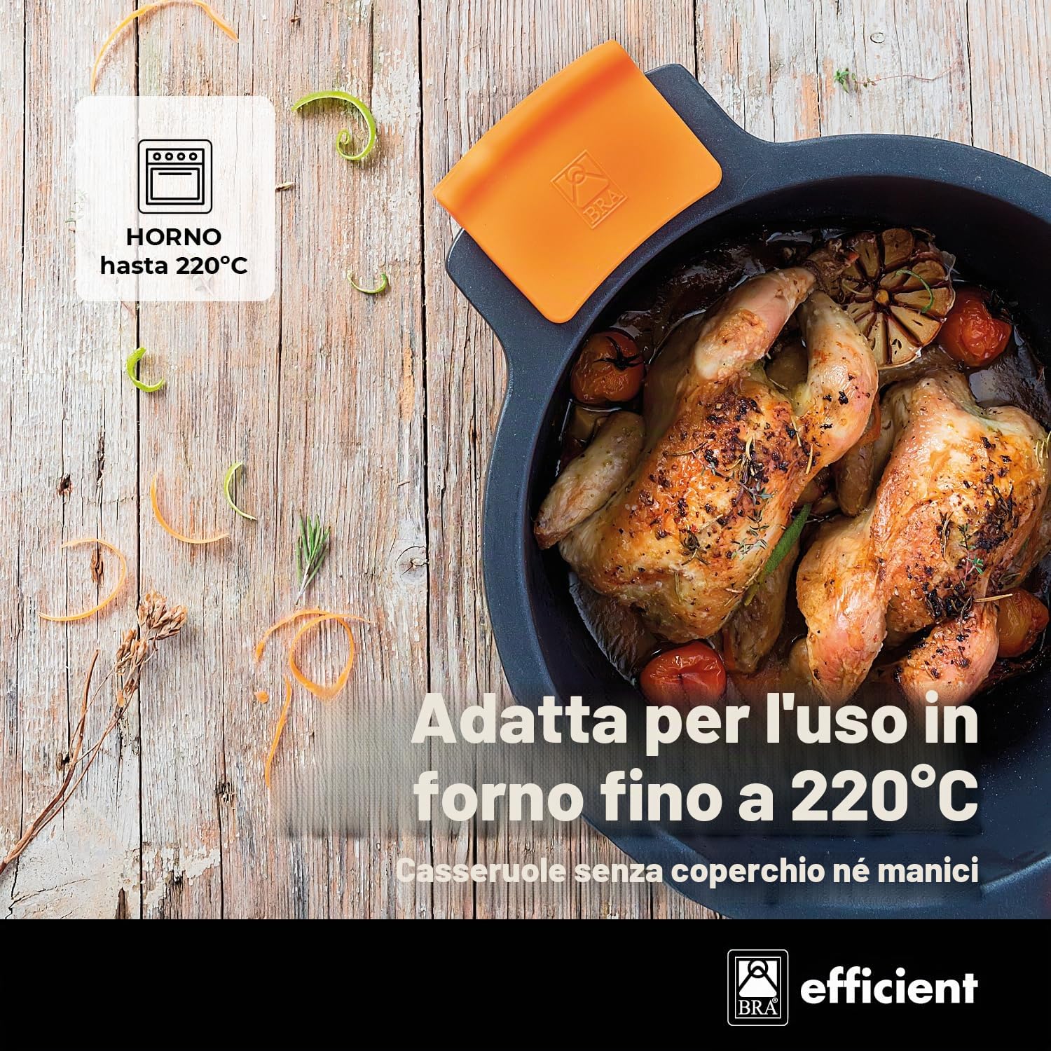 BRA Efficient | Batteria 7 pezzi, alluminio fuso, antiaderente