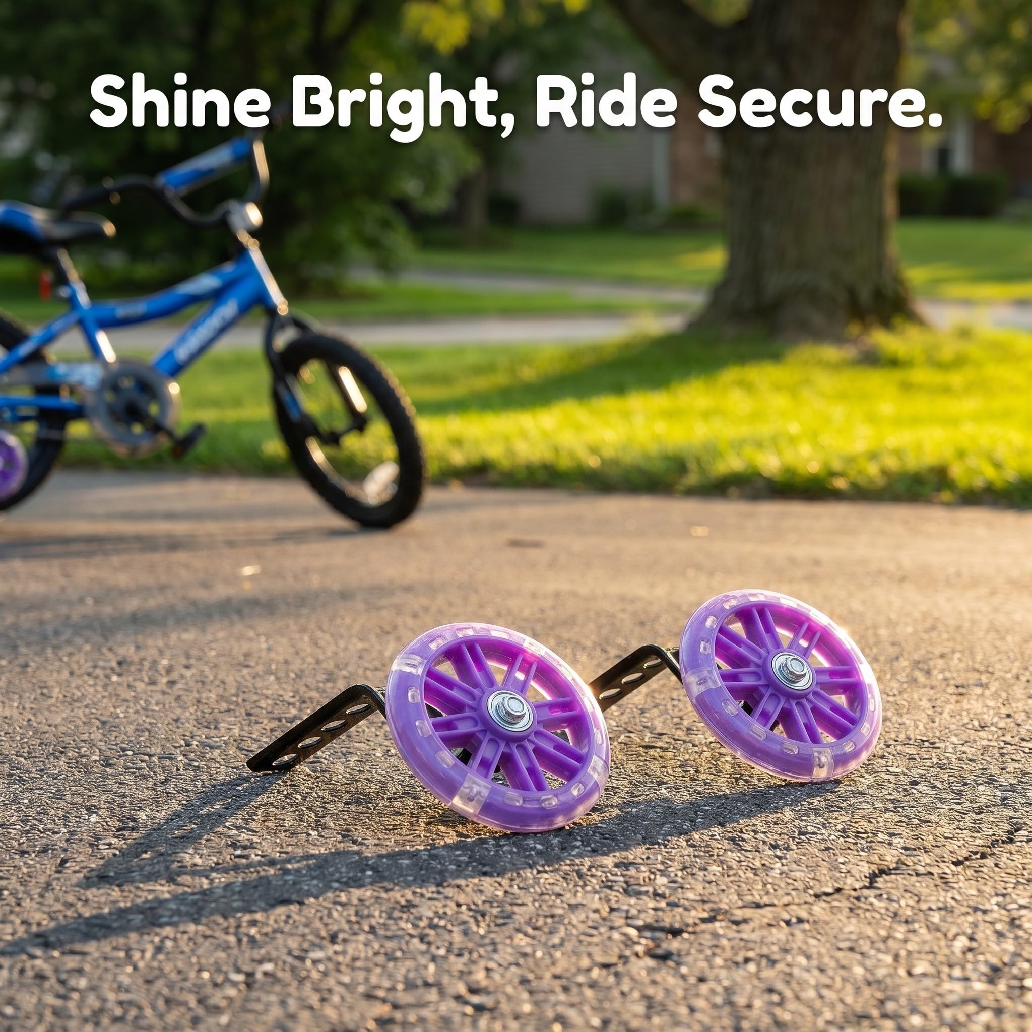 Healeved 2 juegos de ruedines de entrenamiento para bicicletas infantiles: Rueda silenciosa con luz intermitente - Soporte de equilibrio montado para bicicletas de 12 a 20 pulgadas, fácil