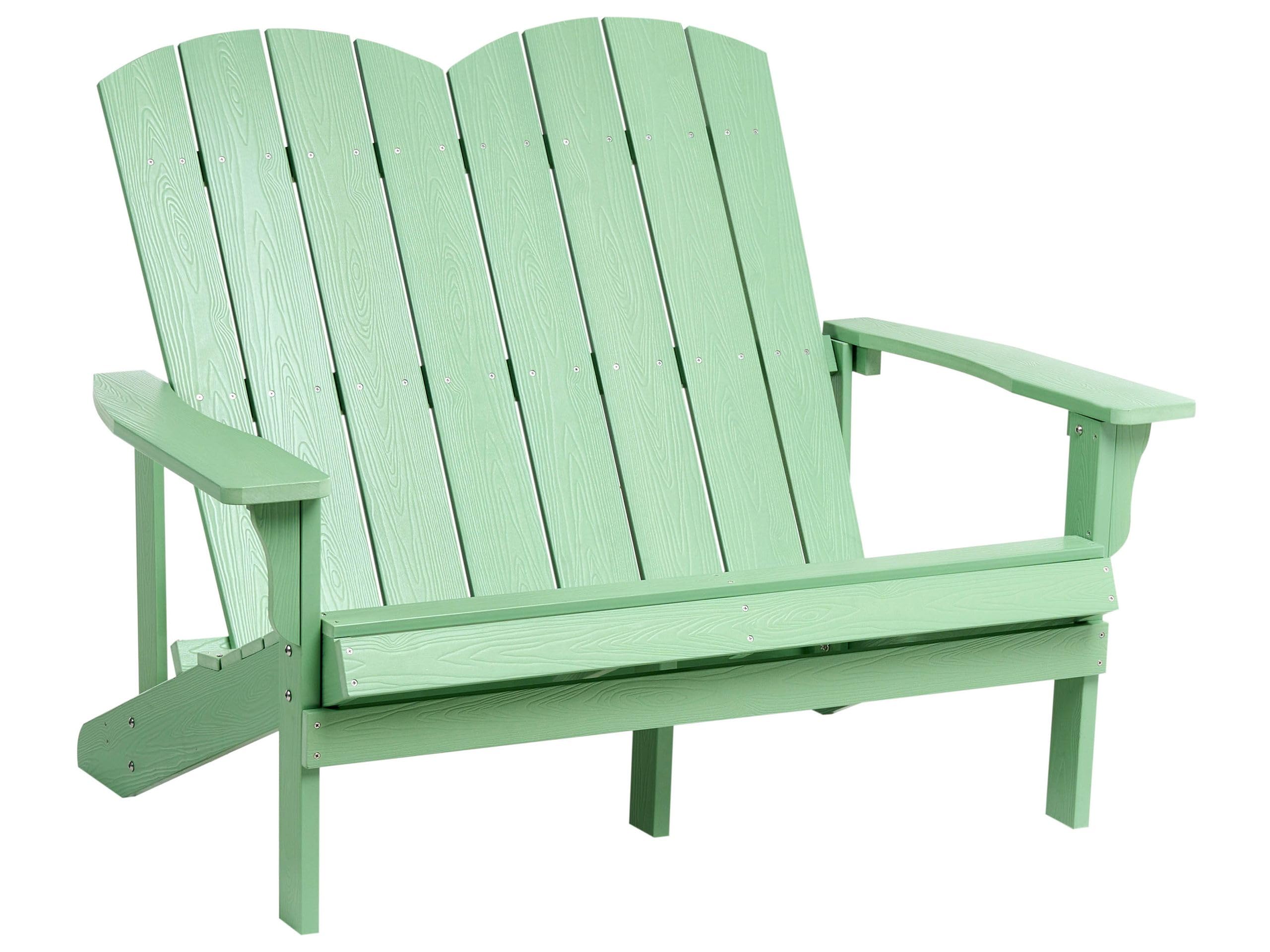 Beliani Panca da giardino 2 posti Loveseat Plastica Legno Mobili da giardino Tradizionale Verde Chiaro
