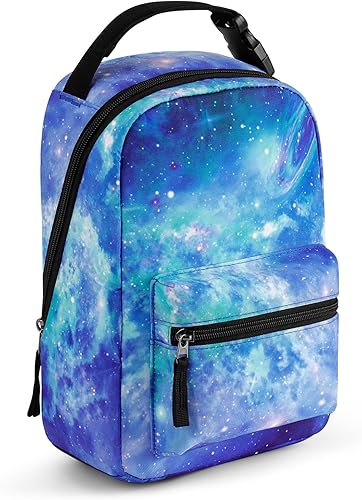 Miniatura 3 de Choco Mocha Lonchera para niños para la escuela, bolsa de almuerzo aislada con galaxia para niños, azul y verde