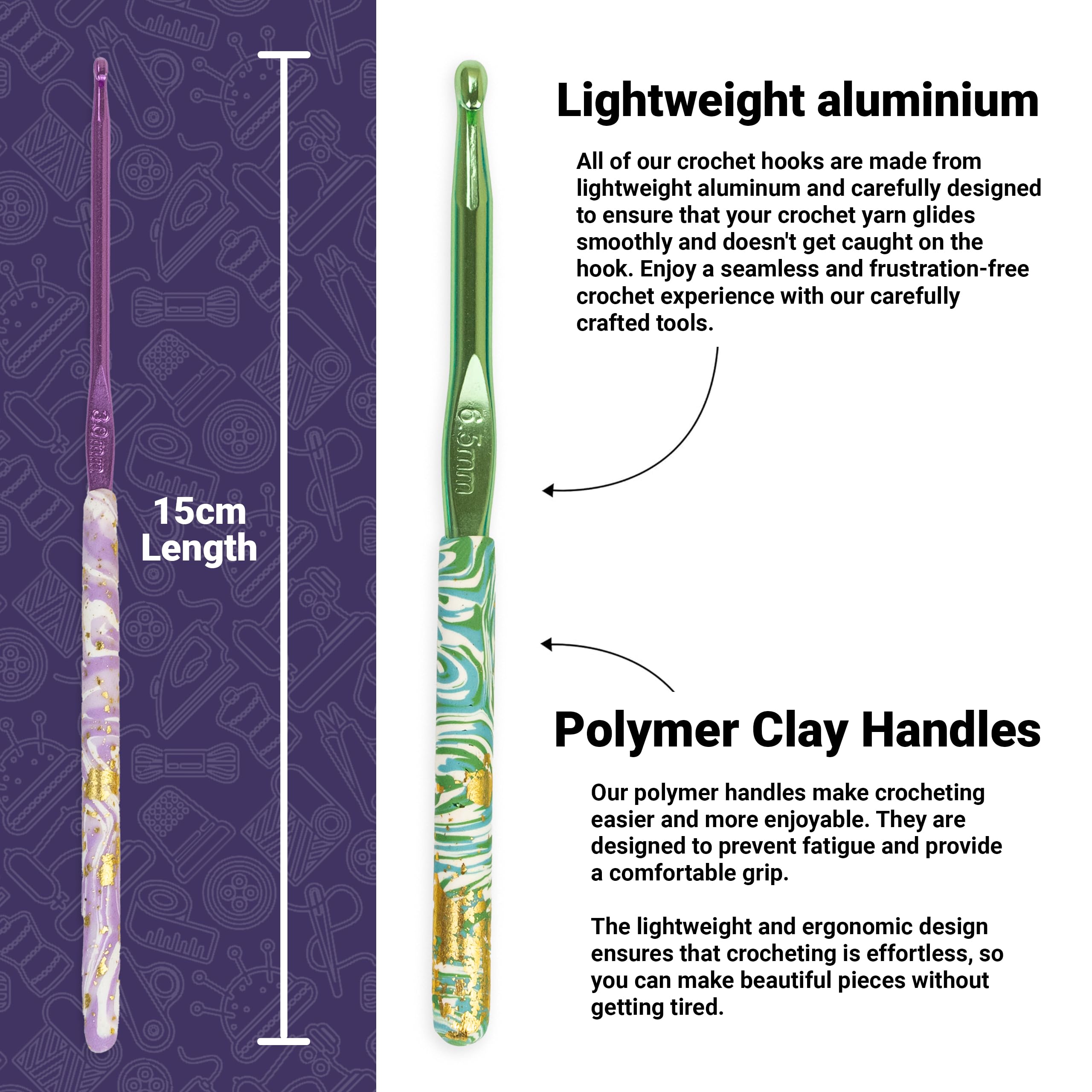 The Quilted Bear Marble Crochet Hook Set - Image 4