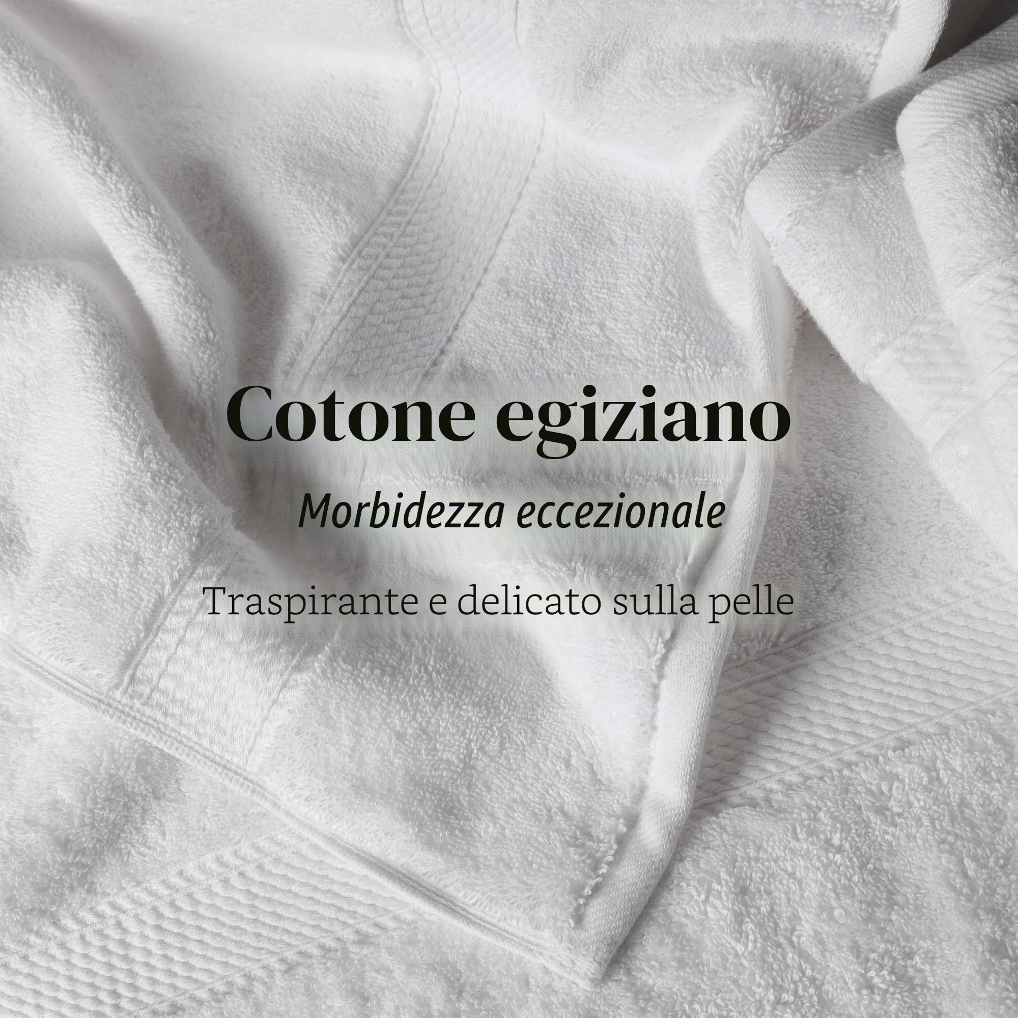 Superior - Set di Asciugamani in Cotone Egiziano 900 Grammi, 6 Pezzi, Bianco
