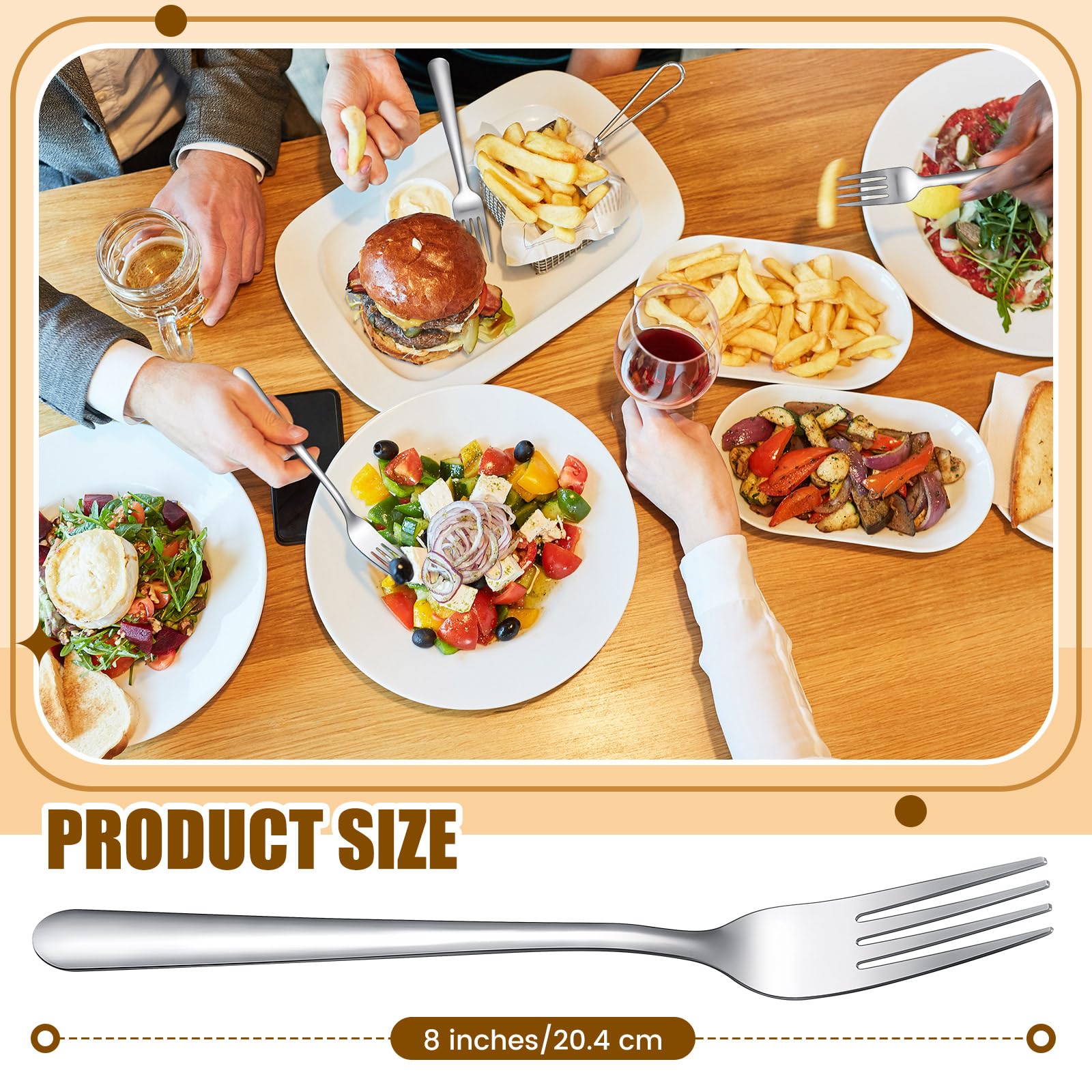 Minatee 200 Pcs Dinner Forks Bulk Set 8 Inches Stainless Steel Metal Forks — Amazon image 2