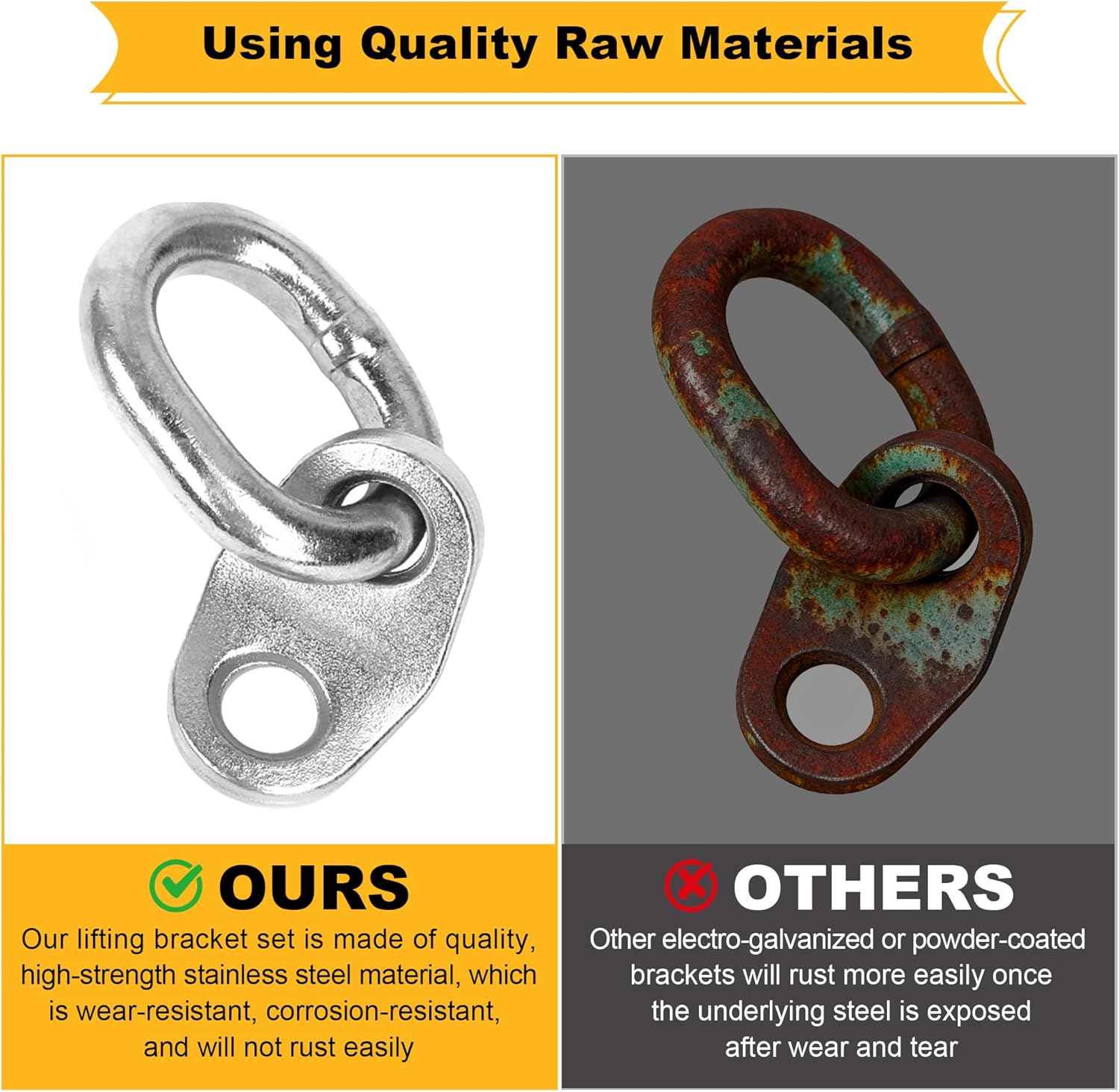 7100 Lifting Bracket Set, 5500lb, High-Strength Stainless Steel, for Engine Hoist, Engine Support Bar and Engine Lift-4 Sets