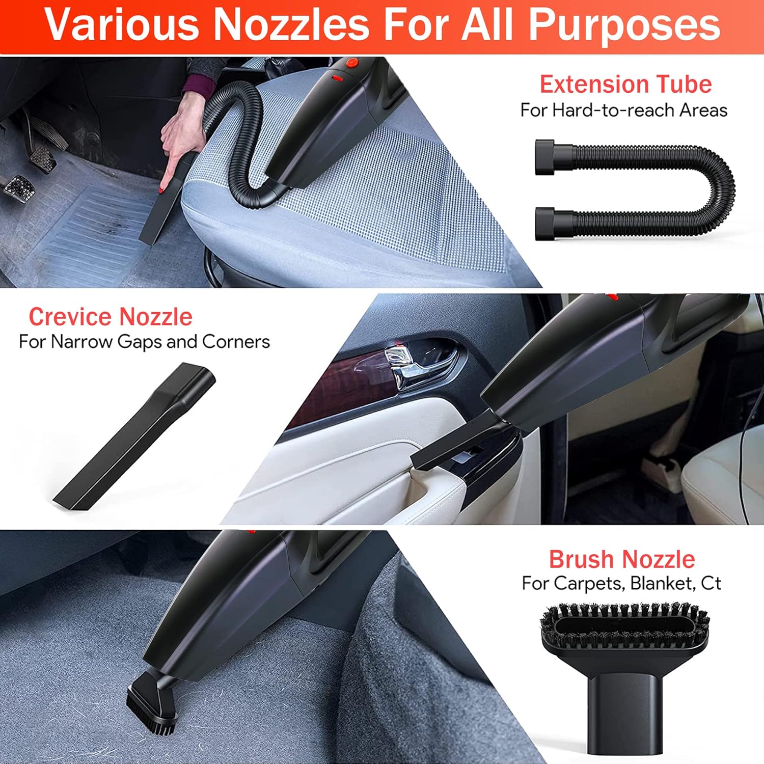 LIANXIN Car Wash Kit & Car Cleaning Kit - High Power Handheld Vacuum - Car Wash Supplies Built for The Perfect Car Wash - Car Interior Cleaning kit with Brush and Microfiber Towel : Automotive