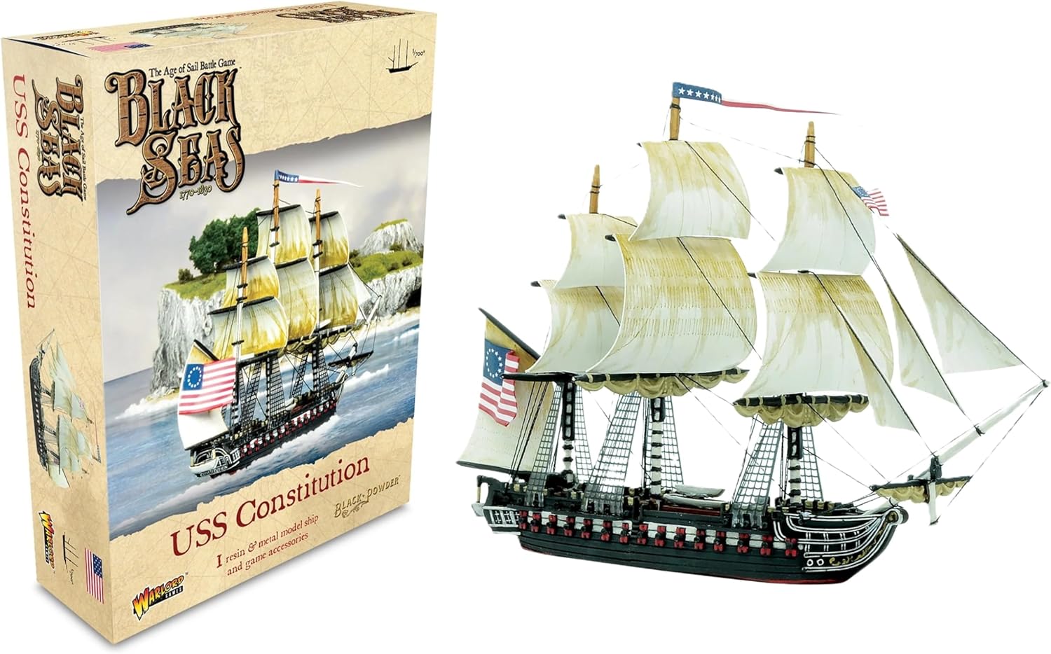 Warlord Black Seas The Age of Sail USS Constitution Game - Role Playing Strategy Board Games for Adults, Table Top The Age of Sail Strategic Wargaming Kit - Tabletop Military History RPG with Terrain