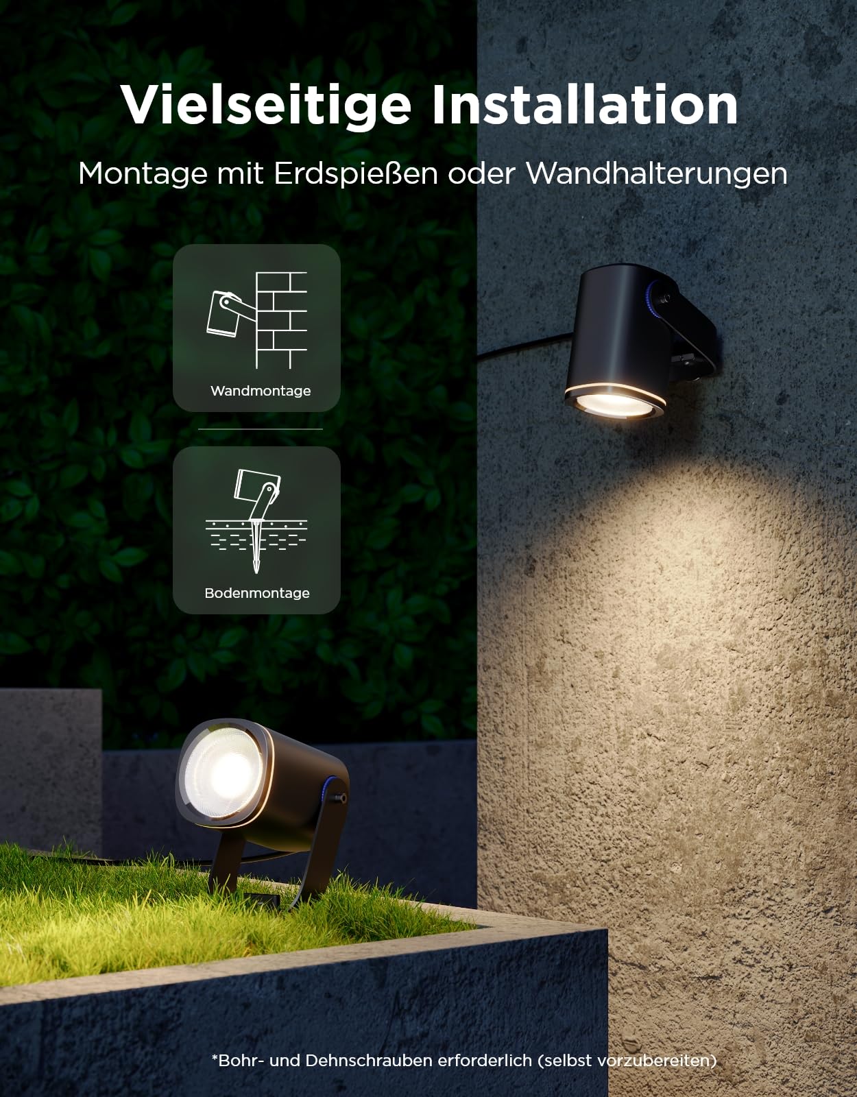 Govee Outdoor LED Strahler IP67 Wasserdichte Gartenbeleuchtung RGBWIC Dimmbar 700lm 2 Pack