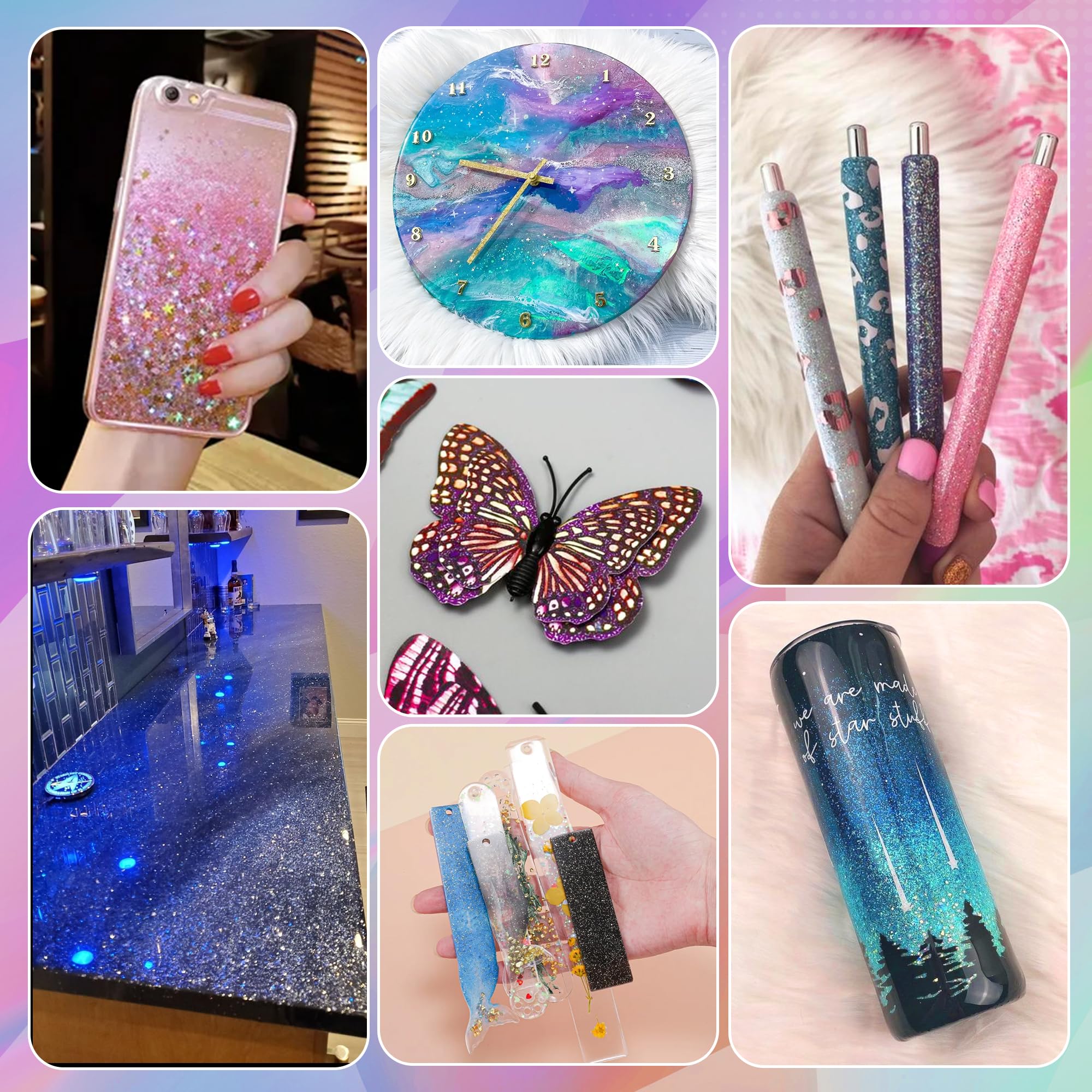 Glitter Olografici Ultrafini, Glitter Di Bellezza,Viola colore140g, Adatti Per Capelli, Viso, Corpo, Unghie e Trucco Natalizio. Adatti Anche Per Resina Epossidica, Vetro e Lavori Artigianali.