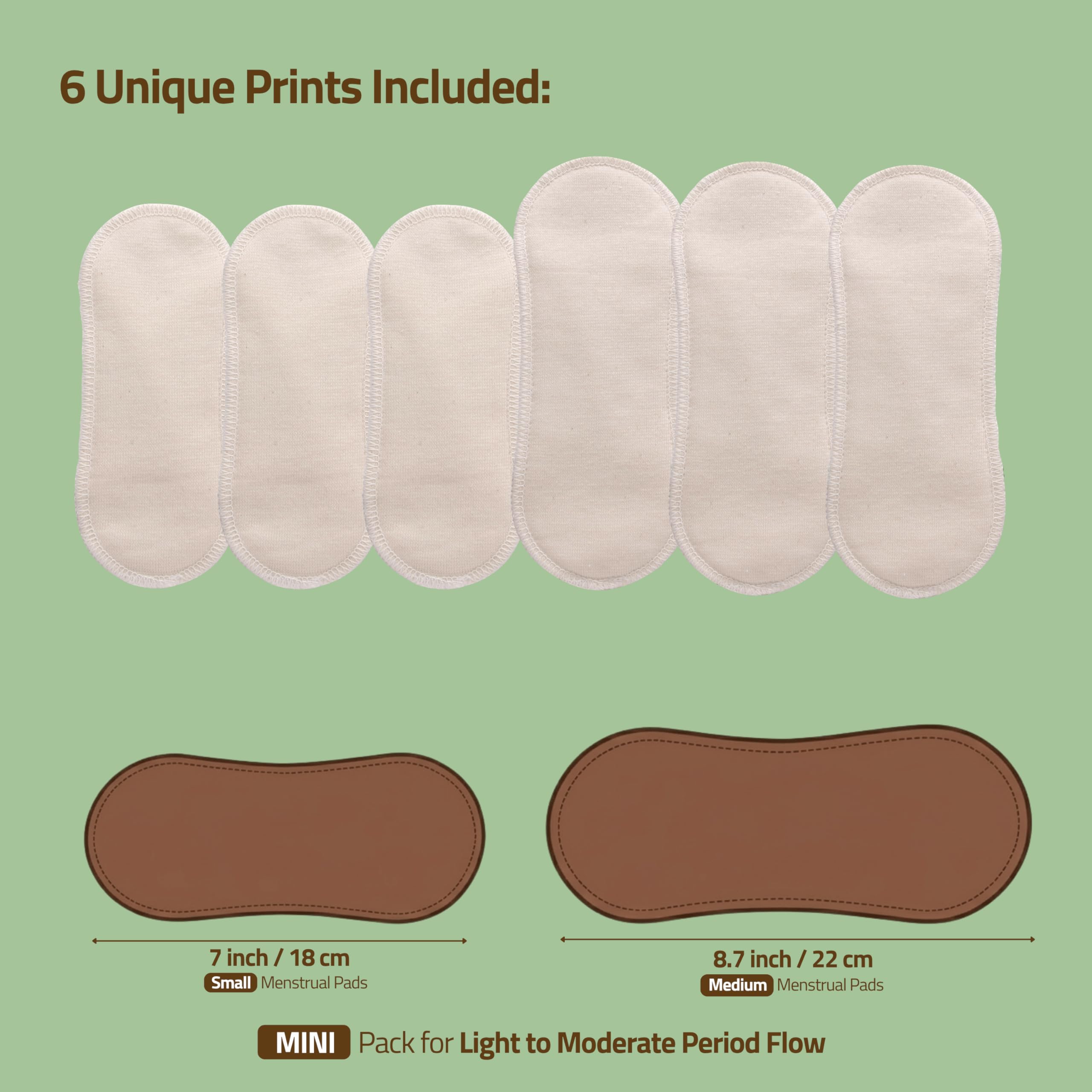 Natissy Assorbenti Lavabili in Cotone Biologico per Donna, Morbidi, Traspiranti, Non Irritanti e Riutilizzabili - Set 6 pz Taglie S+M - Made in EU