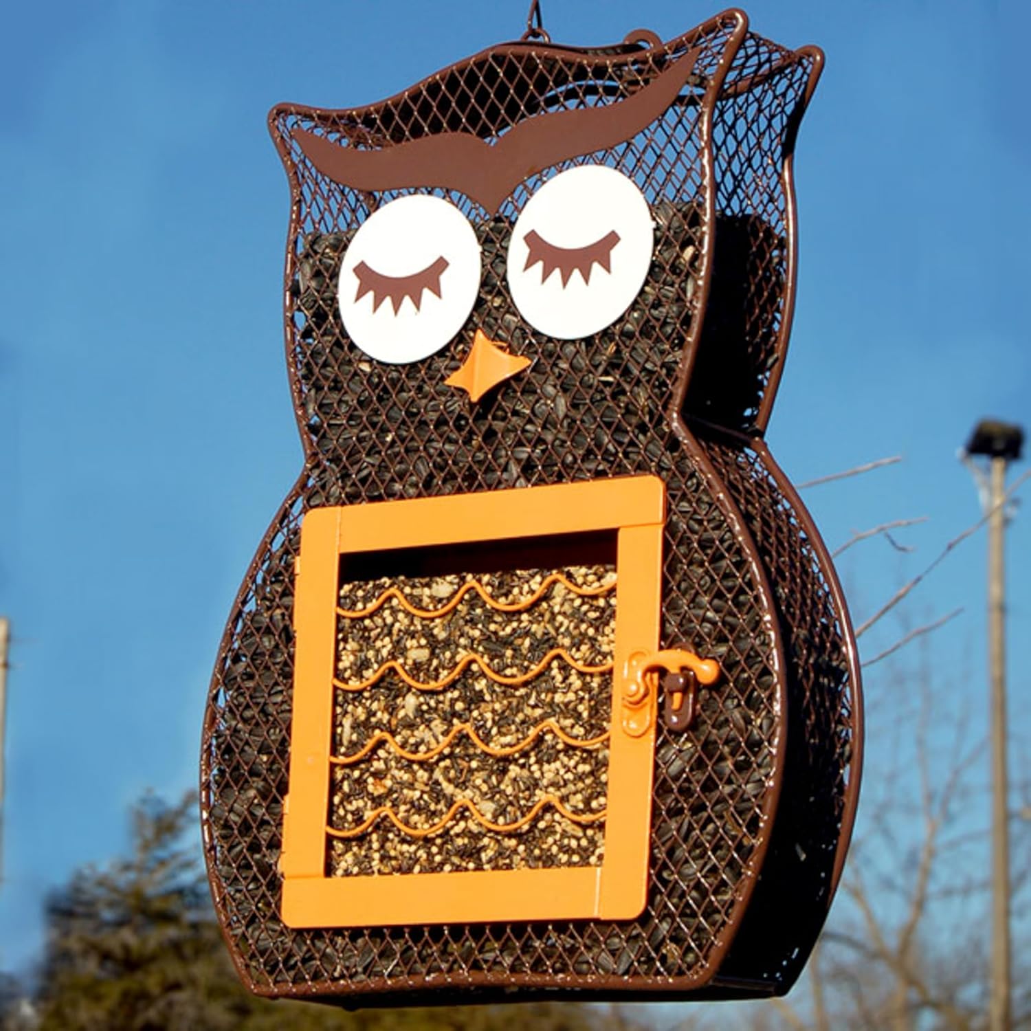 Heath 21703: Owl Suet 'n Seed Bird Feeder for Suet Cakes, Sunflower Seeds