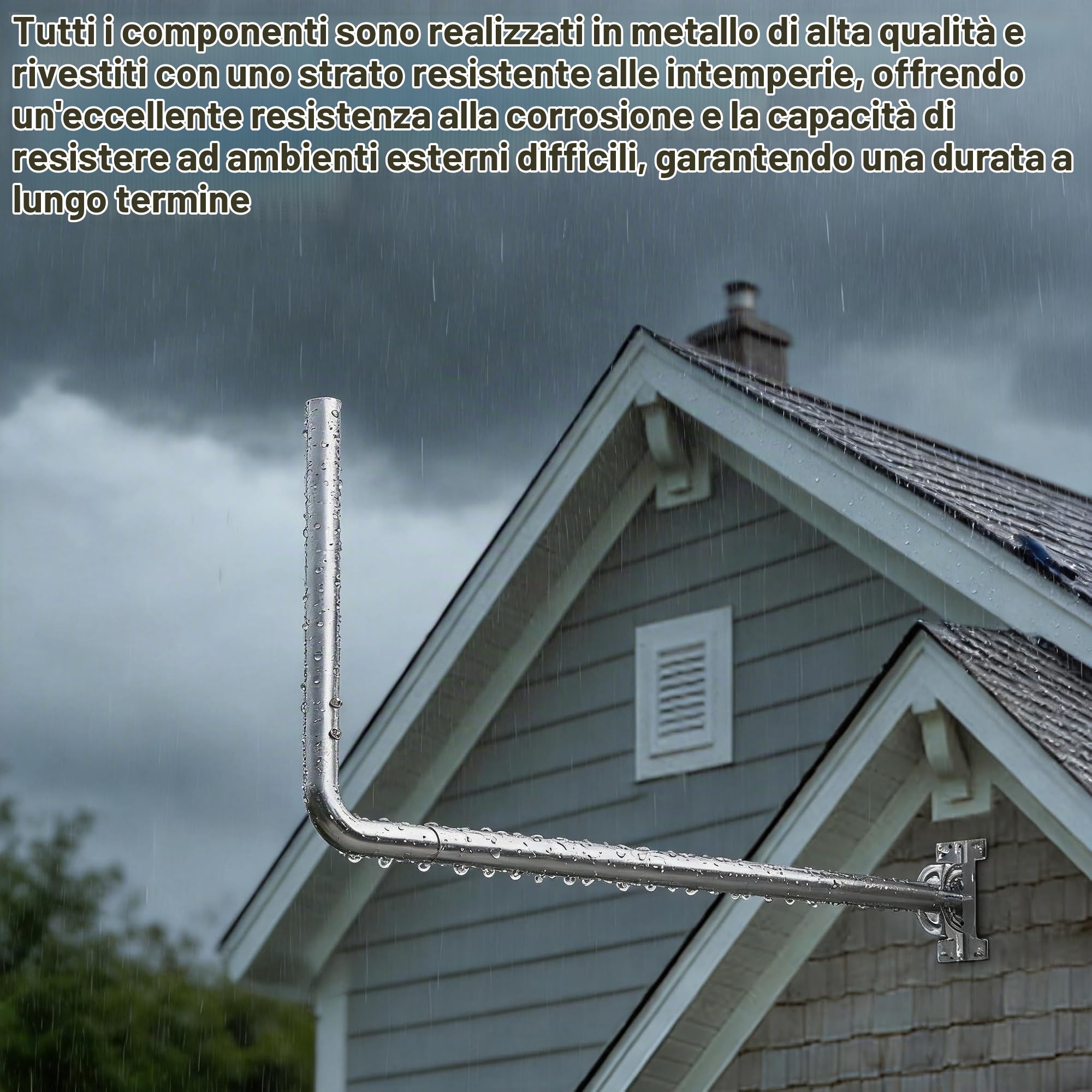 Staffa Antenna TV Esterno, Supporto Antenna Parete Lunga con Gomito a 90°, Antenna Regolabile con Tubo di Prolunga, Staffa Antenna Muro per Grondaia, WiFi Bridge Esterno, CPE e Weather Station