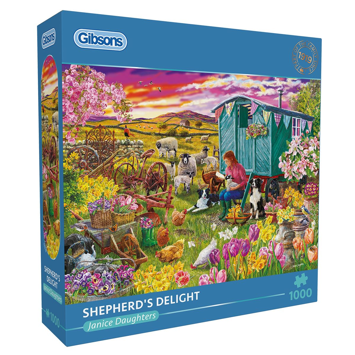 Gibsons Shepherd’s Delight 1000 Piece Jigsaw Puzzle for Adults – Countryside Farm Life Scene by Janice Daughters – Traditional British Rural Artwork – Premium Sustainable Puzzle Made in the UK/EU — image 1