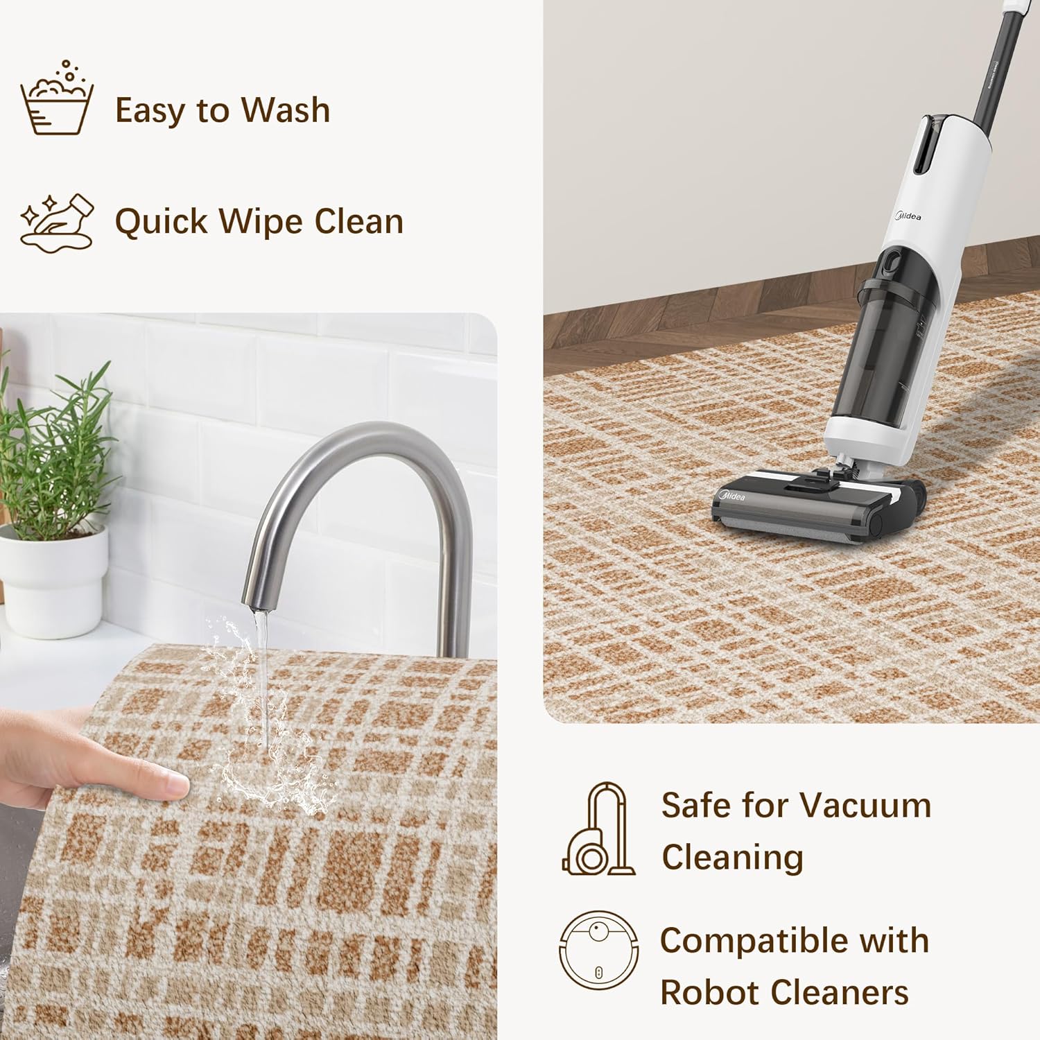 Carpet Tiles Peel and Stick, Squares Self Adhesive Carpet Floor Tile(15.75'' x 15.75''), Anti-Slip, Reusable, 0.38'' Thick, Carpets Easy Install DIY for Bedroom Living Room(12 Pcs)