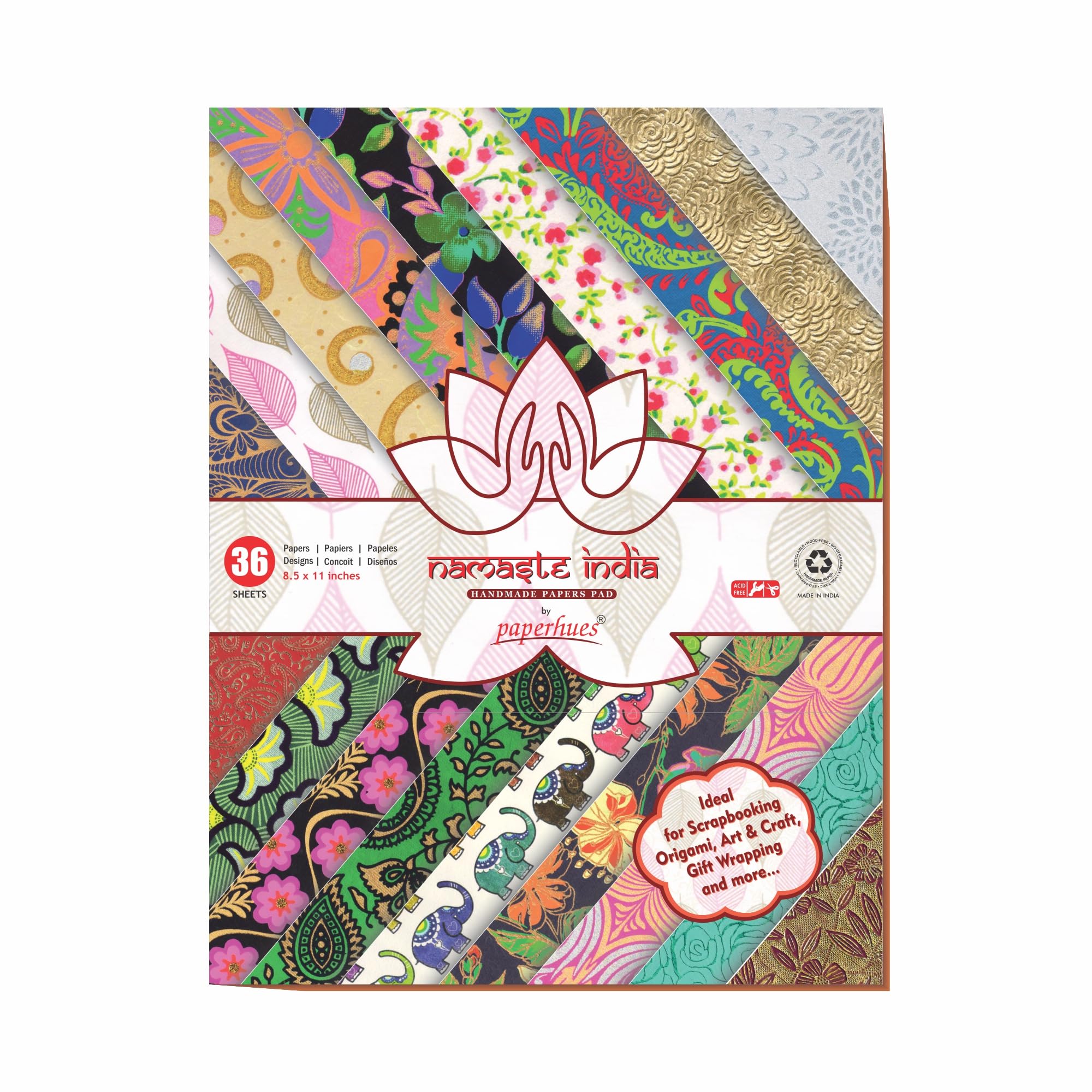 Paperhues Namaste India Collection Scrapbook-Papier, 21,6 x 27,9 cm, 36 Blatt