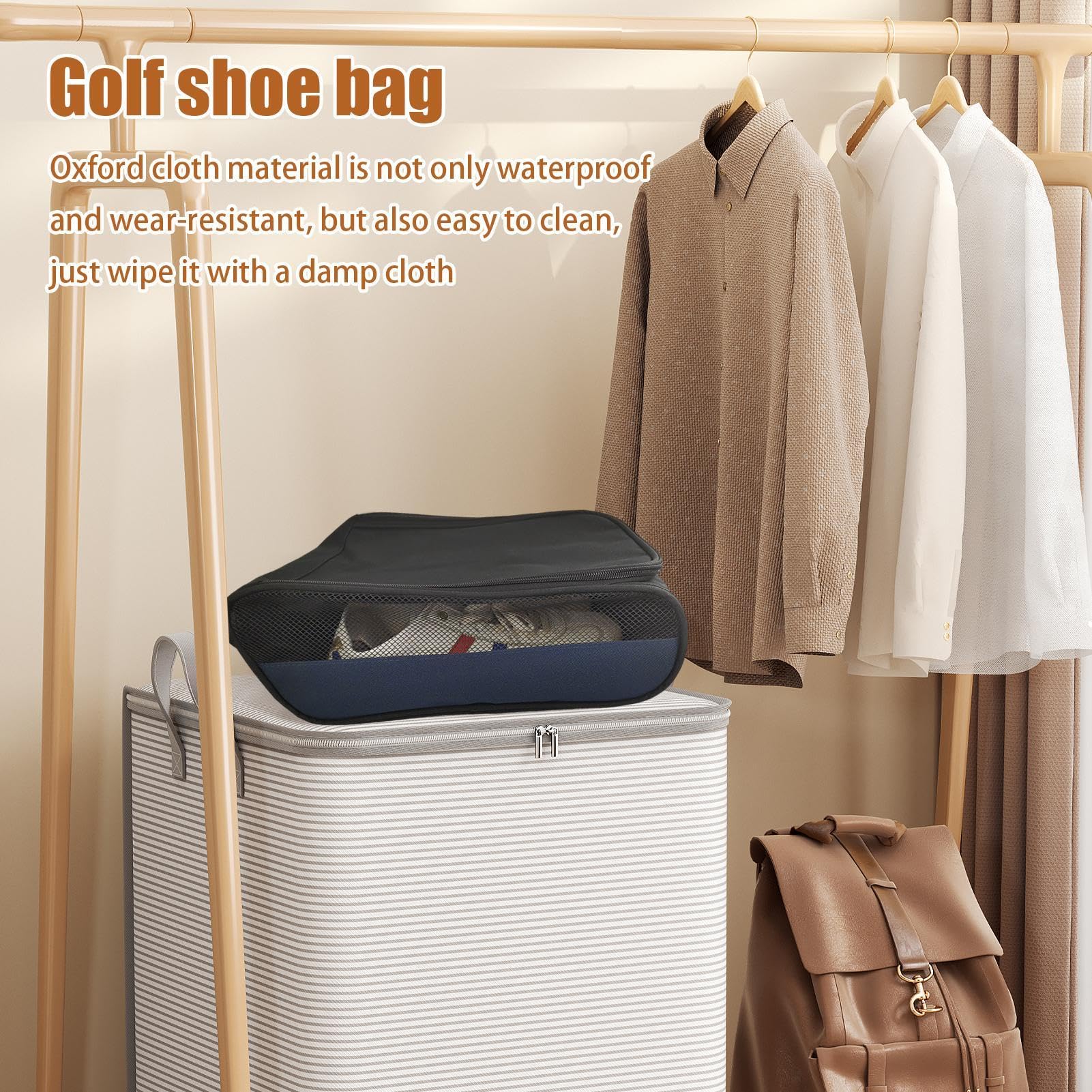 Borsa per scarpe sportive, Borsa per scarpe con cerniera,Organizzatore per riporre le scarpe | Portascarpe traspirante con tracolla con cerniera resistente all'acqua con ventilazione in rete per i