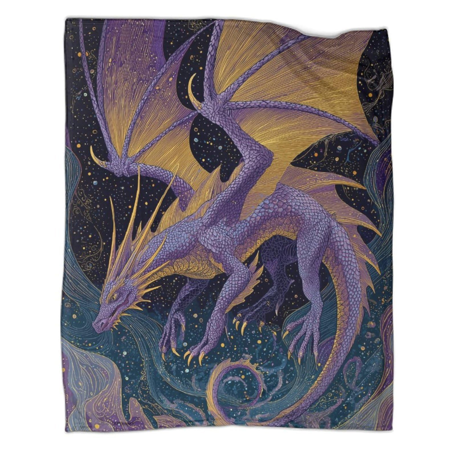 kaiyun Dragons Soar through The Starry Night Sky Throws,Soft And Warm Printed Flannel for Bed And Sofa 50x60inch(127x152cm)