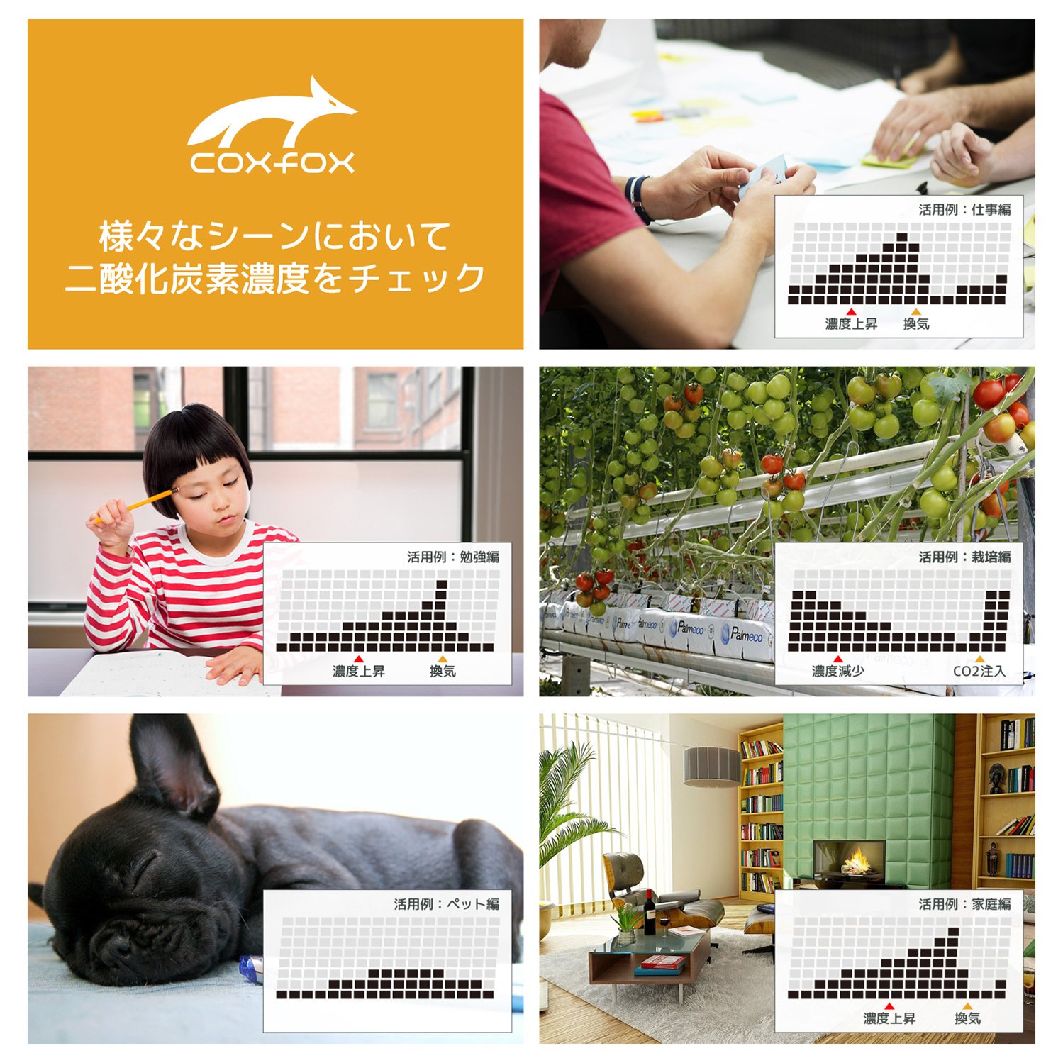 Amazon.co.jp: coxfox 二酸化炭素濃度トレンドモニター 二酸化炭素濃度 