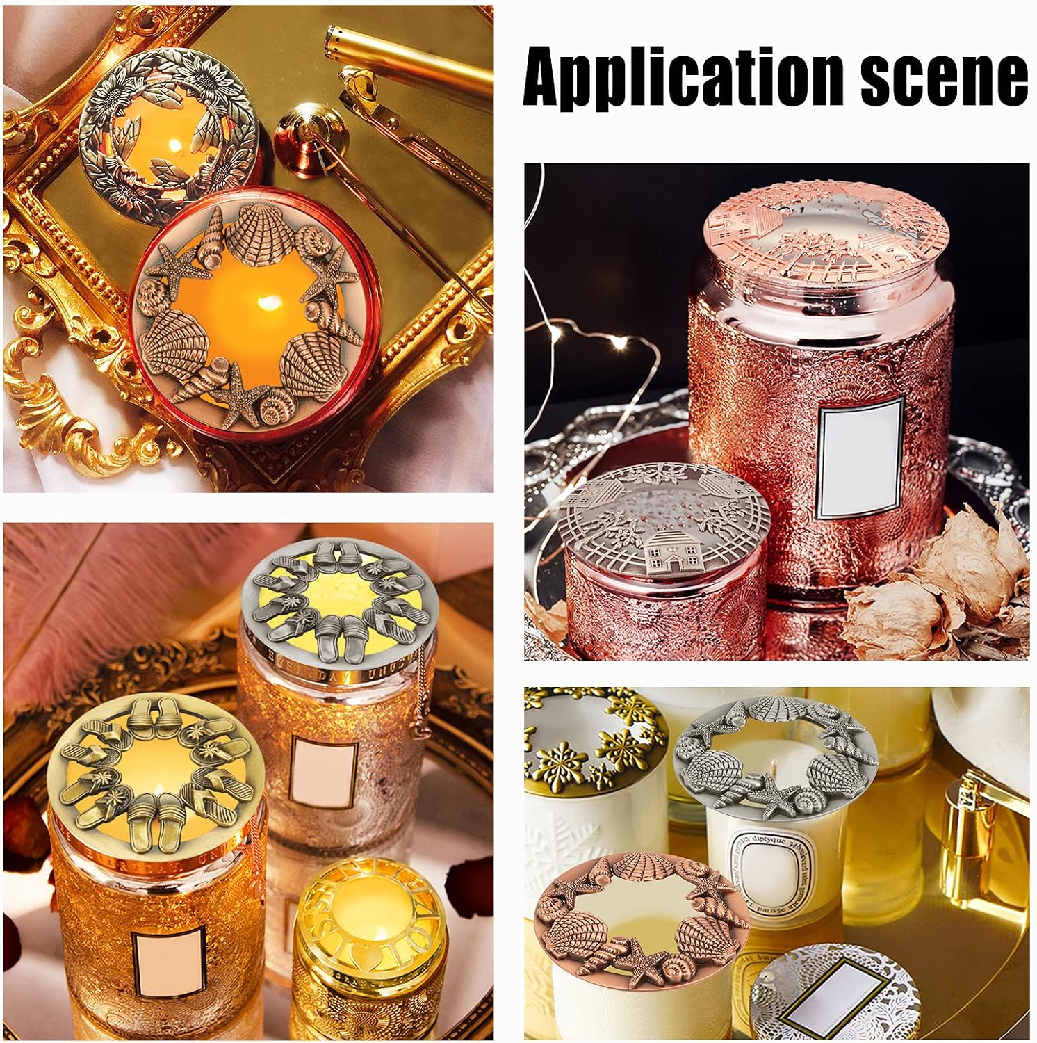GORGECRAFT Candle Toppers Scented Candle Cover Jar Lids Shades Sleeves Gifts Slippers Pattern Candle Accessories for Women - Help Candle Melt Evenly, Silver