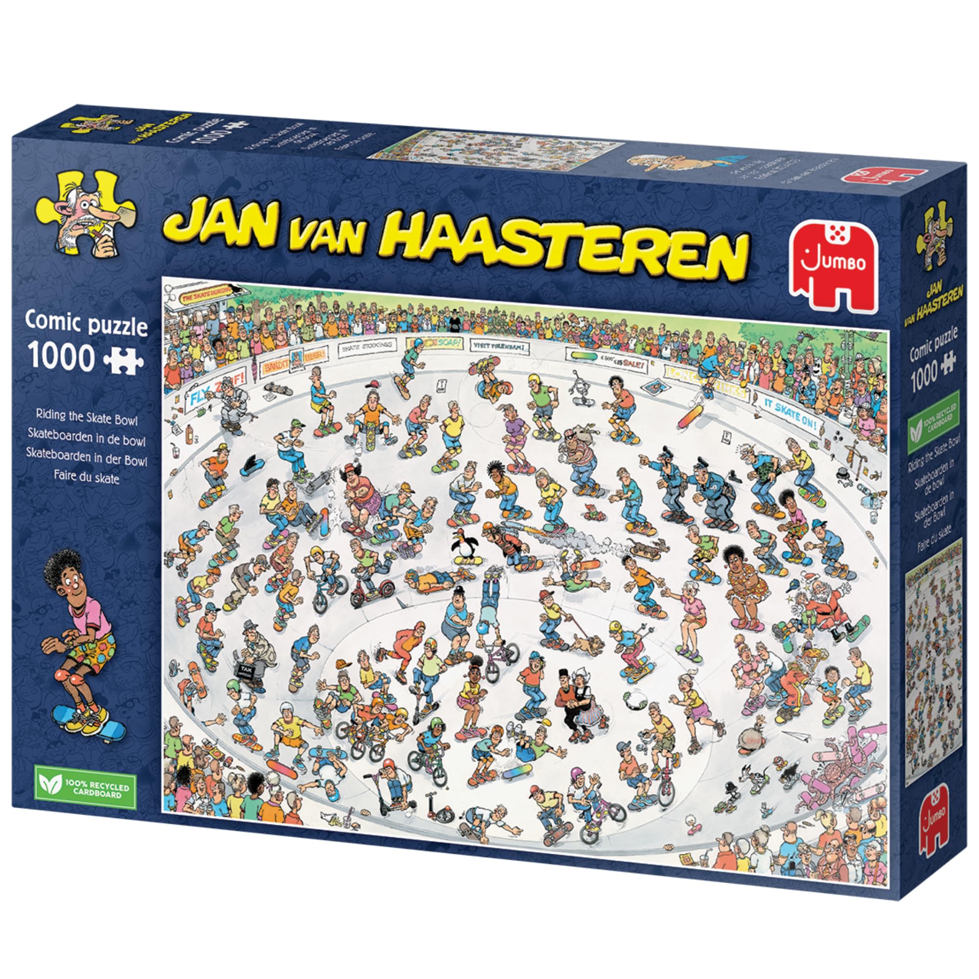 Jumbo Jan Van Haasteren Riding the Skate Bowl, 1000-Piece Adults Comic Puzzle, Large Jigsaw Puzzle for Adults - Image 4
