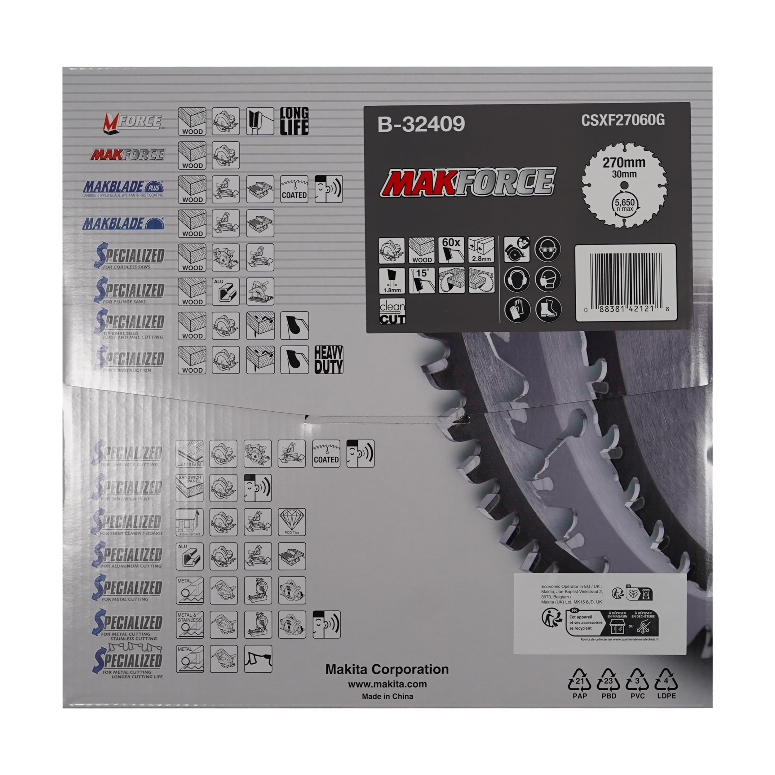 Makita makforce saege feuilles, 270 x 30 mm 60-tooth, 32409