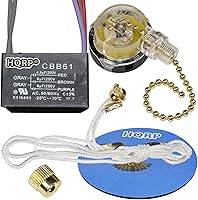 Vista 6 de HQRP Kit de condensador de ventilador de techo CBB61 1uf+2uf 3 cables con certificación UL y interruptor de ventilador de 3 velocidades