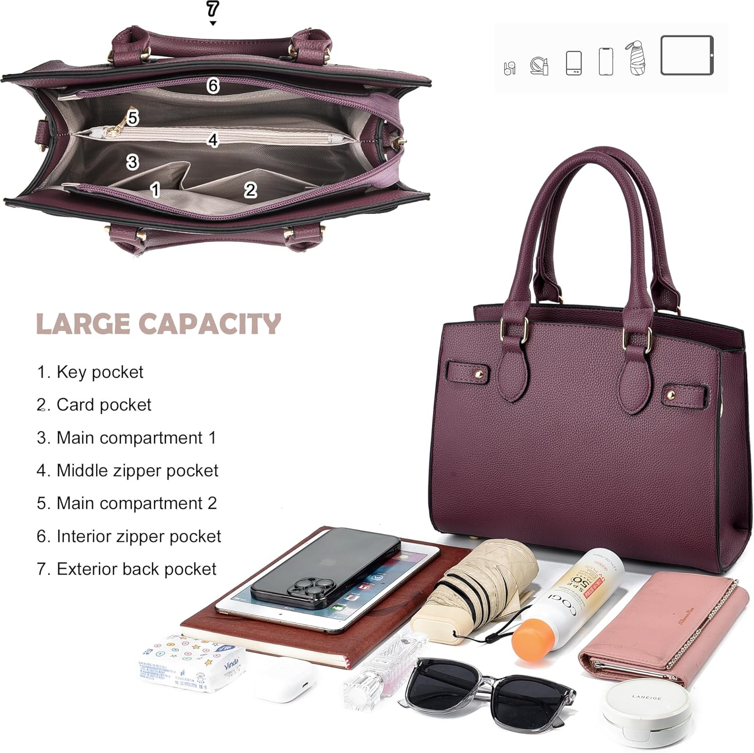 Purses and Handbags for Women Satchel Fashion Ladies Top Handle Shoulder Tote Bags - Image 5