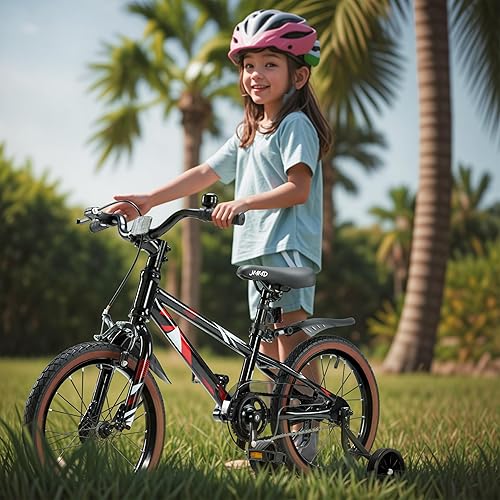 Miniatura 7 de JMMD Bicicleta para niños de 4 a 12 años de edad, niños y niñas, bicicleta para niños de 14, 16 y 18 pulgadas, con ruedas de entrenamiento y