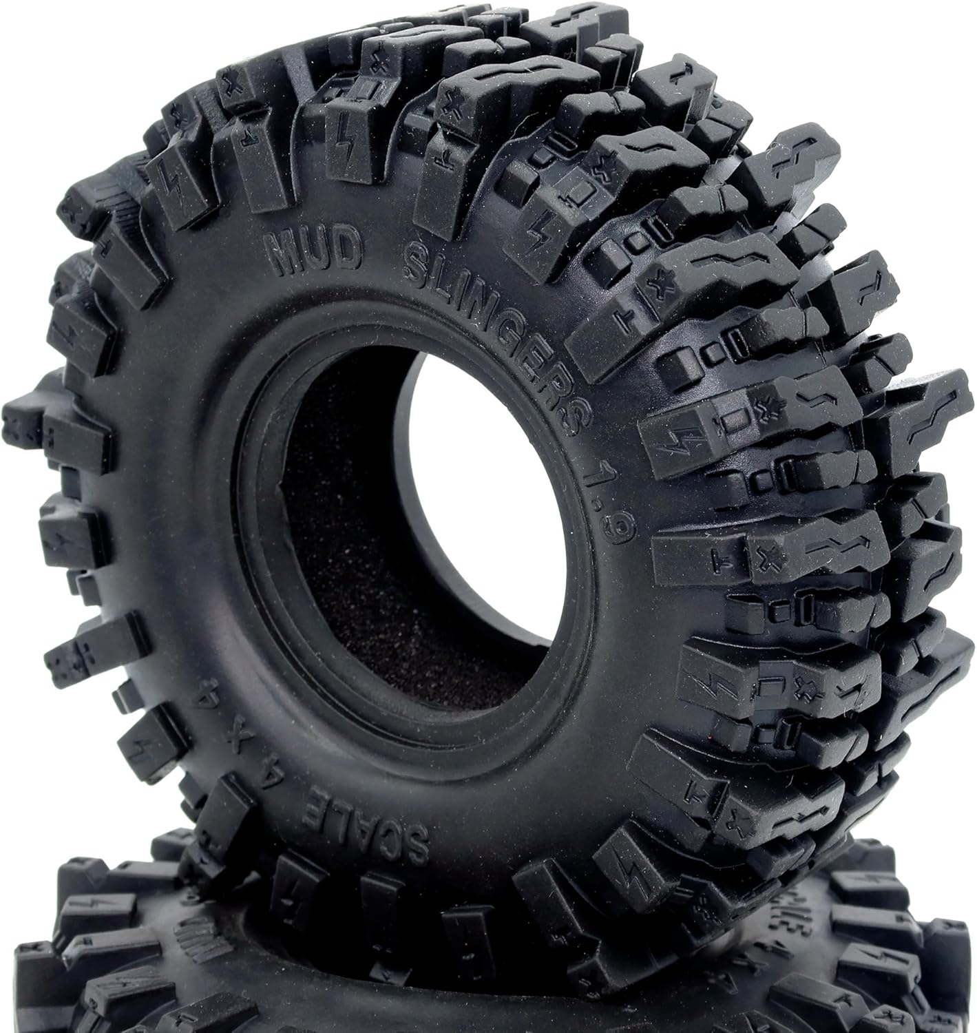 HOBBYSOUL 4pcs RC 1.9 Mud Slingers Tires Height 4.72'' / 120mm Soft Sticky 1.9 Tires Tyres For 1/10 RC Crawler Traxxas TRX4 / Axial SCX10 90047 SCX10 III AXI03007 / Redcat Gen8 Upgrade