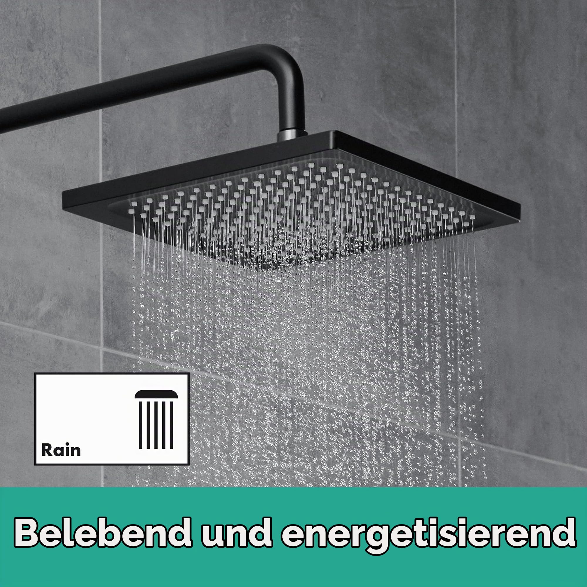 hansgrohe Crometta E - Kopfbrause, eckige Duschbrause (240 x 240 mm), Regendusche mit 1 Strahlart für Wand- oder Deckenmontage, Brausekopf mit Antikalk-Funktion, Mattschwarz, 26726670