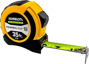 Komelon 52435; 35' x 1.06" Powerblade II Tape Measure, ABS Case, Black/Yellow, Small