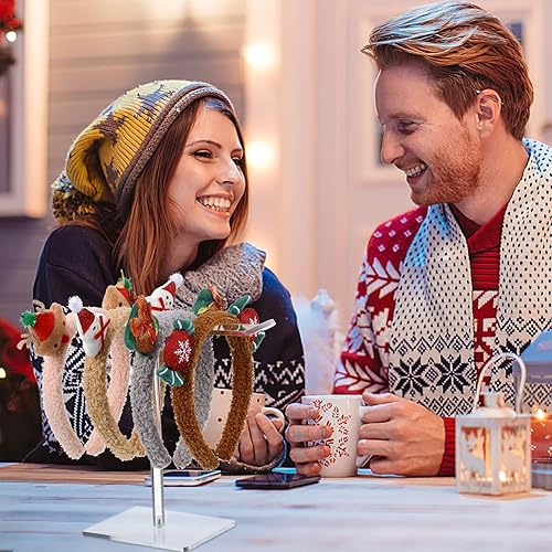 Miniatura 7 de Soporte para diadema Organizador de acrílico transparente Soporte para diadema: 2 piezas de soporte de exhibición de aro para el pelo, soporte para