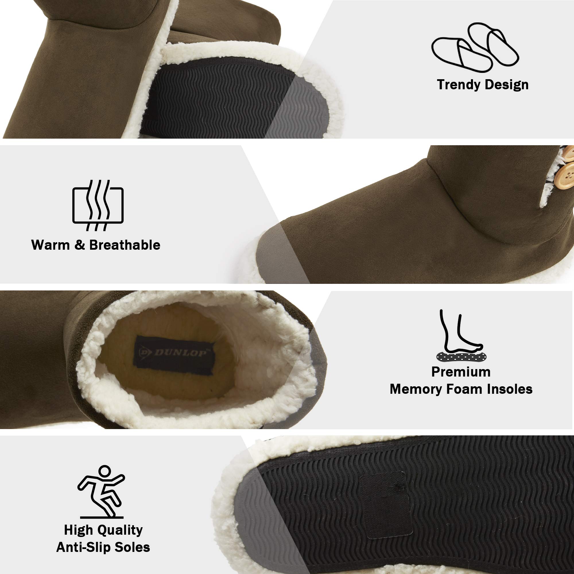 DUNLOP Pantofole Uomo a Stivaletto Invernali Peluche da Casa Ciabatte Memory Foam Antiscivolo 41-46