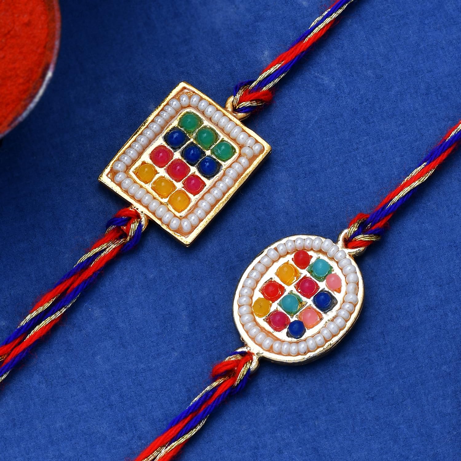 Set of 2 Threaded Rakhis With Beads for Raksha Bandhan