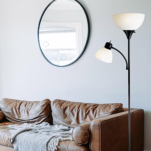 Miniatura 6 de Newhouse Lighting NHFL-WI-BK Torchiere William - Lámpara de pie moderna Daughter de 71 pulgadas, luz perfecta para dormitorios, sala de estar,