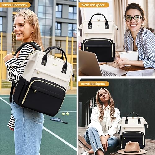 Miniatura 38 de LOVEVOOK Mochila para laptop para mujer, mochila para mujer a la moda, Negro, 15.6 pulgadas