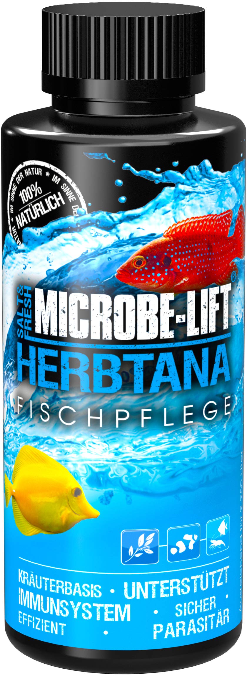 MICROBE-LIFT Herbtana - preparat pielęgnacyjny na bazie ziół do optymalnego wsparcia układu odpornościowego w przypadku ryb w każdym akwarium z wodą morską i słodkowodną, 118 ml