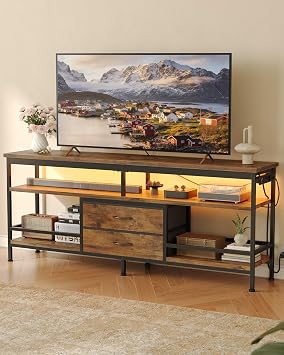 Lazzanto 63 Inch TV Stand, LED Entertainment Center for 55 to 75 Inch TVs